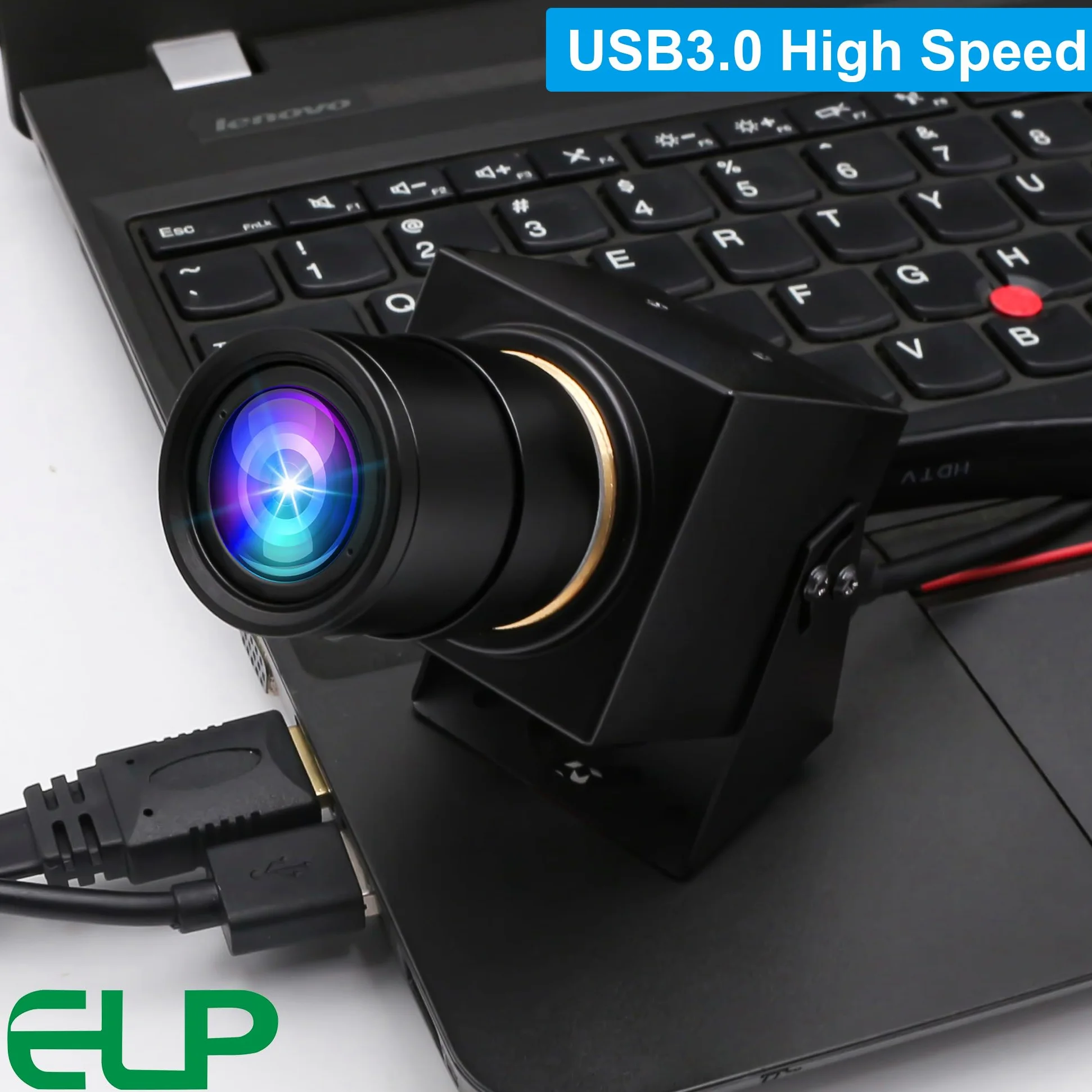 ELP Webcam USB 3.0 4K 60fps - Uscita HDMI per TV/Monitor - Zoom Manuale - Videoconferenza PC Camera ad alta velocità - Messa a fuoco variabile H.264