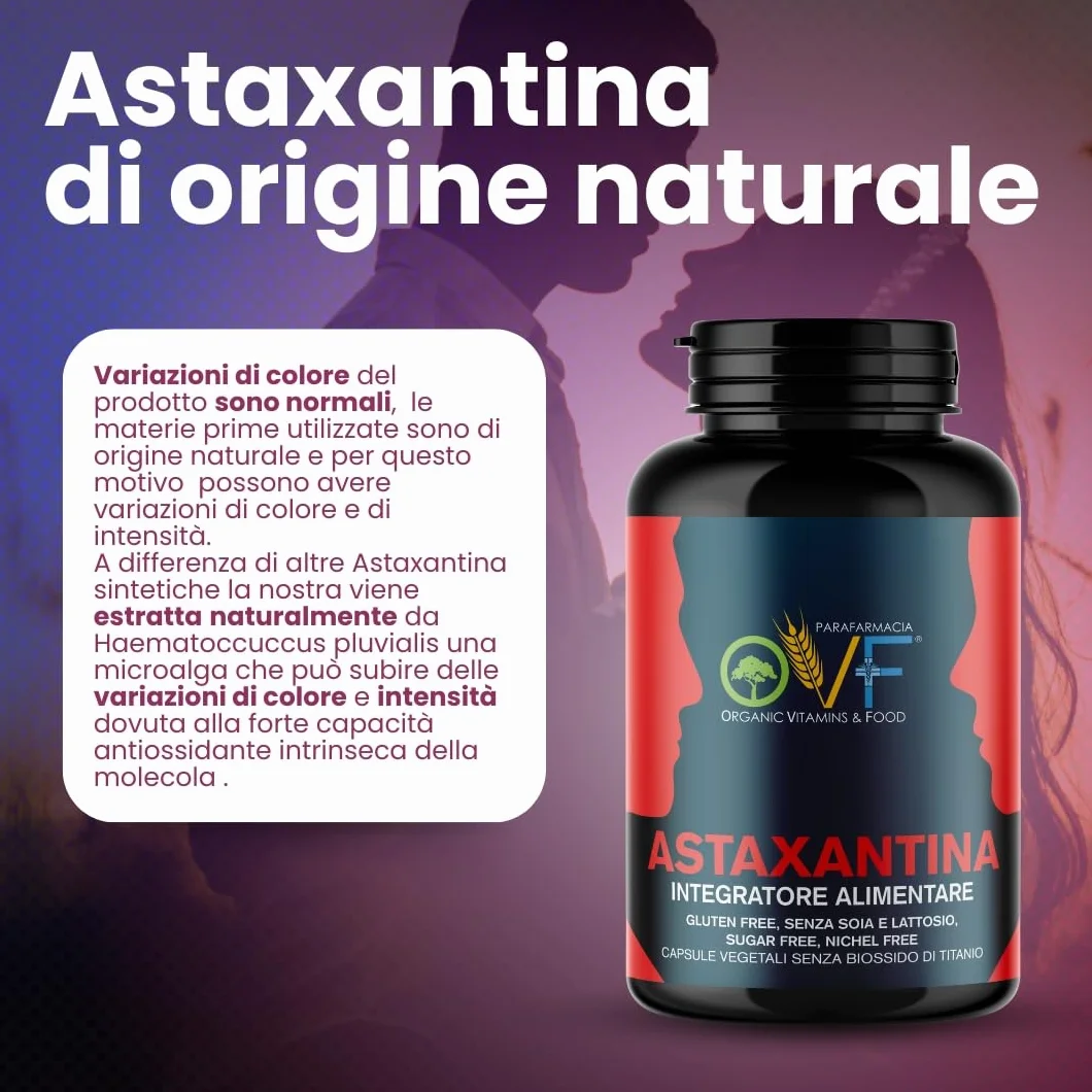 OVF Astaxantina Naturale 8mg per Capsula 90 capsule Antiossidante Haematococcus Pluvialis