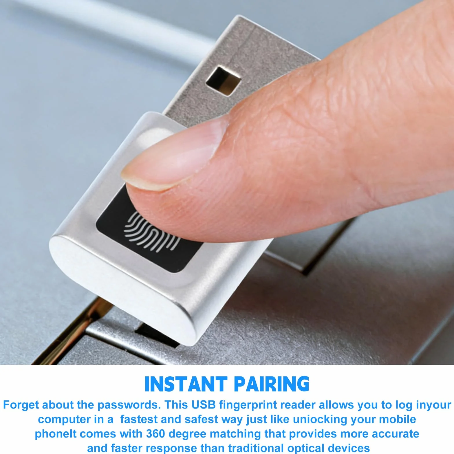 Sensore di impronte digitali USB per PC, riconoscimento a 360°, lettore di impronte digitali USB fino a 10 ID, lettore di impronte digitali biometrico per Windows 10 Hello, Plug & Play Fingerprint Key