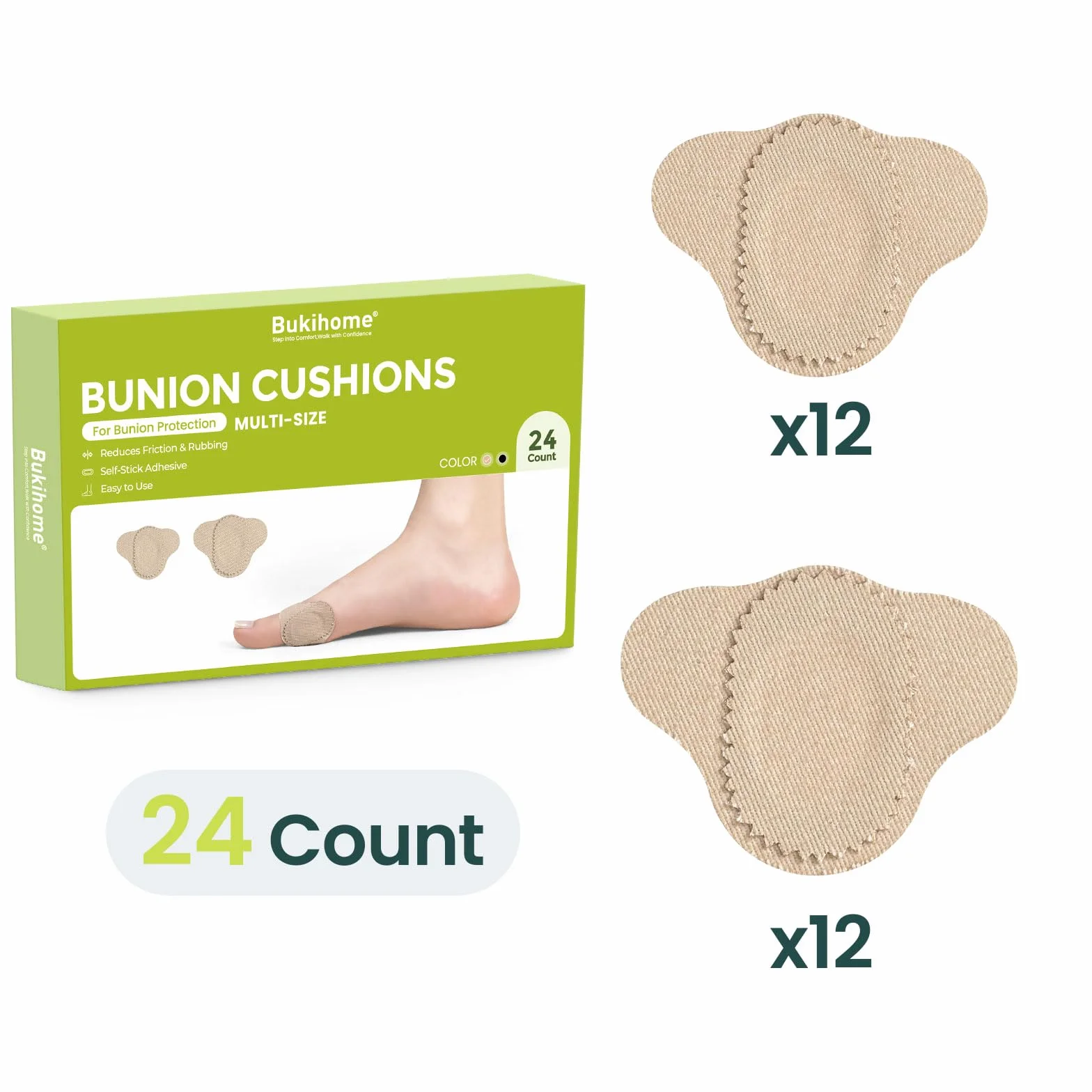 Cuscinetti per alluce valgo 24 pezzi in moleskin impermeabili per comfort e protezione
