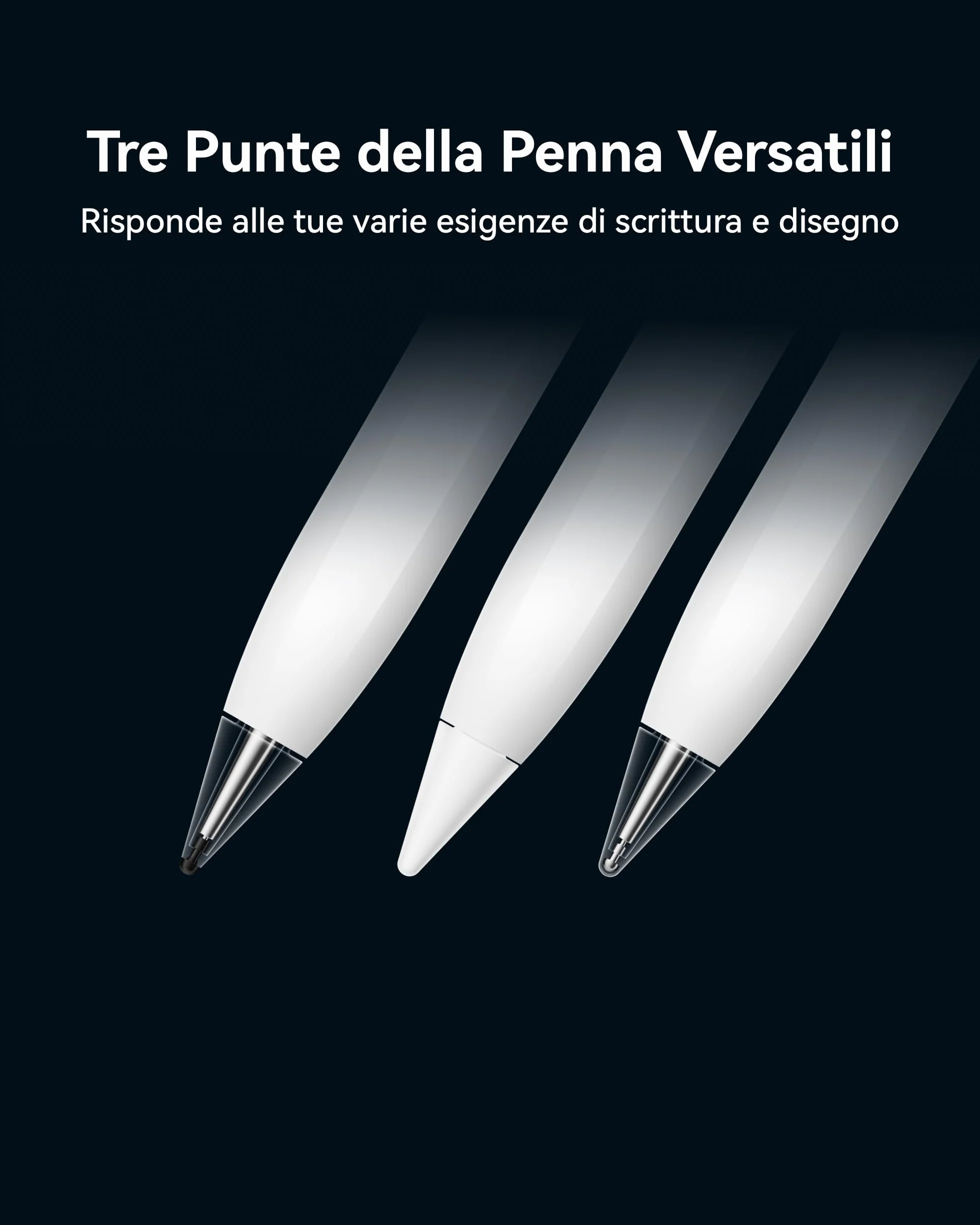 HUAWEI M-Pencil Pro, Penna Stylus con Tre Punte Yersatili, Design con Luce Pulsante, Pulsante Rapido, Gesti Multipli, 10.000+ Livelli di Sensibilità alla Pressione, NearLink
