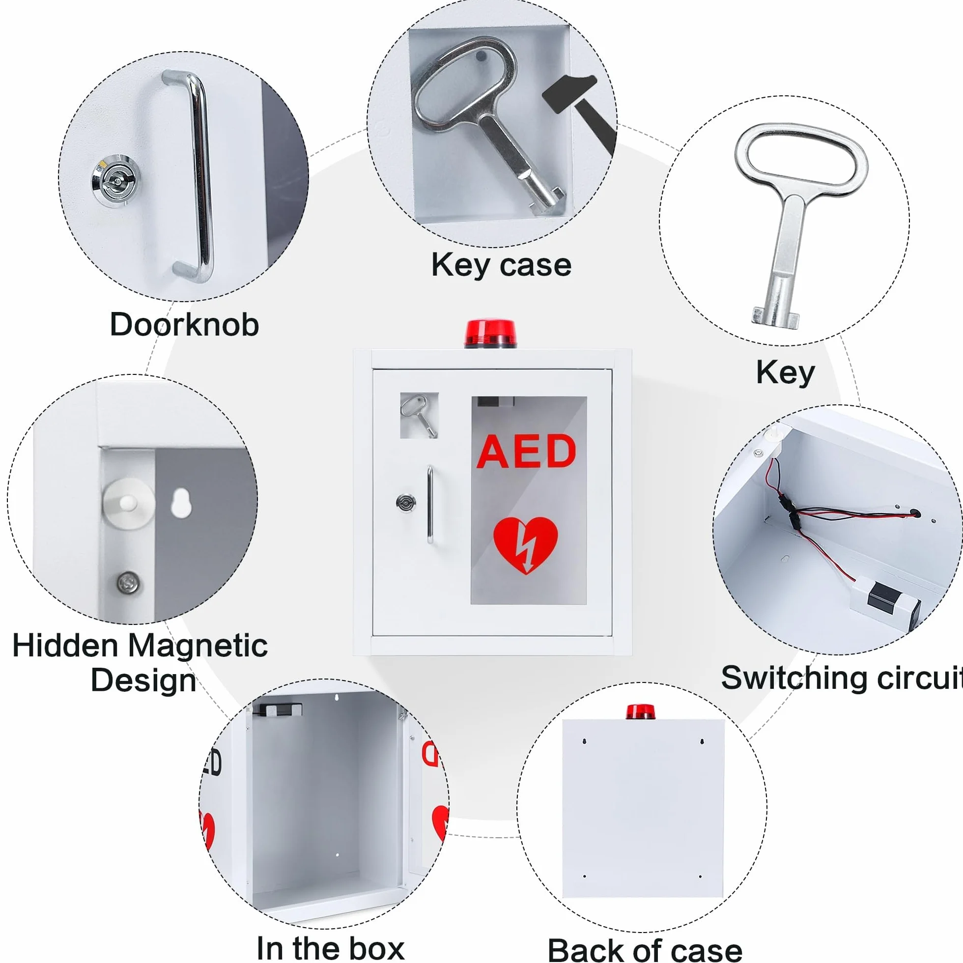 Armadietto da parete AED con allarme e serratura per defibrillatore