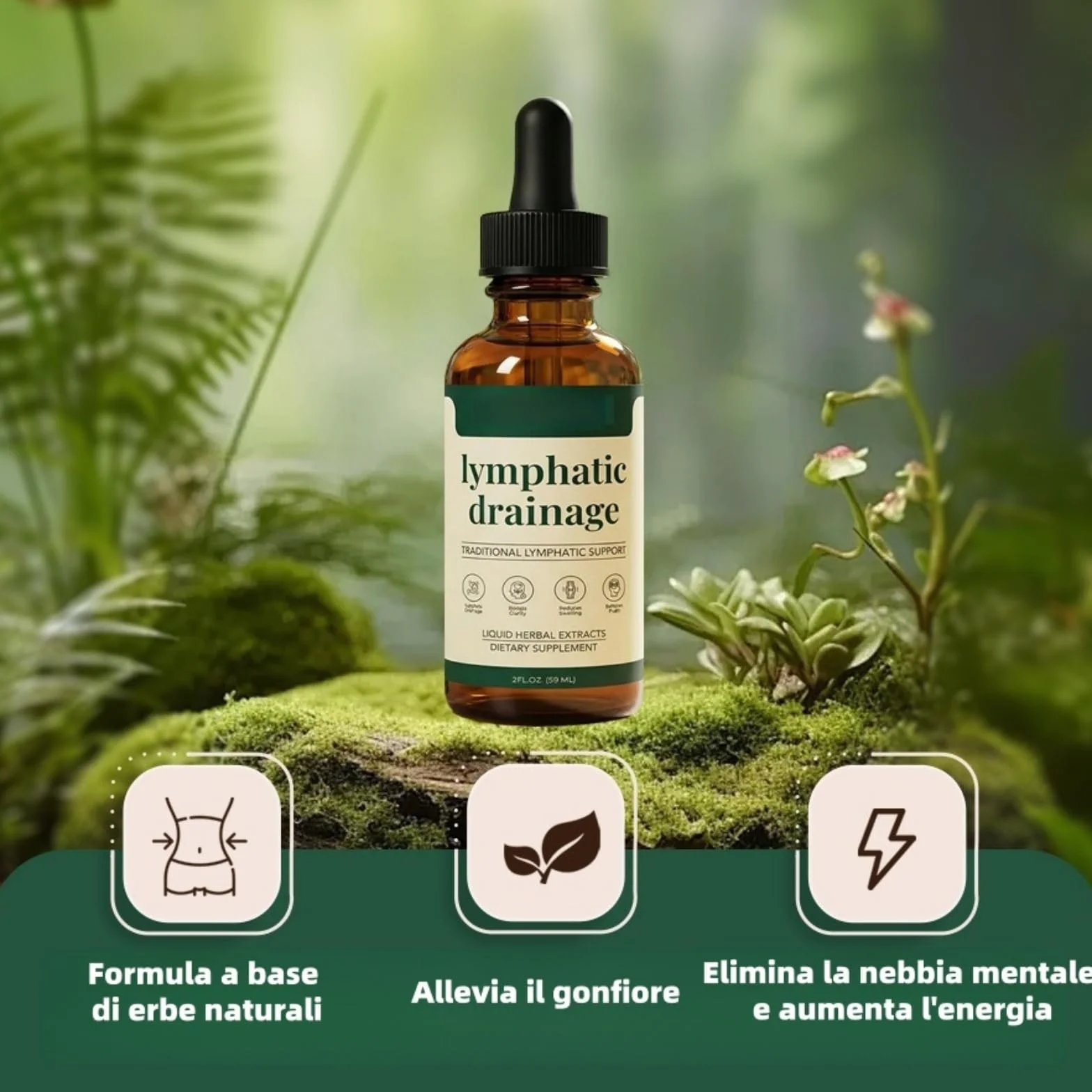 Linfia Drenaggio Linfatico Gocce, Gocce per Drenaggio Linfatico, Miscela di Erbe Naturali