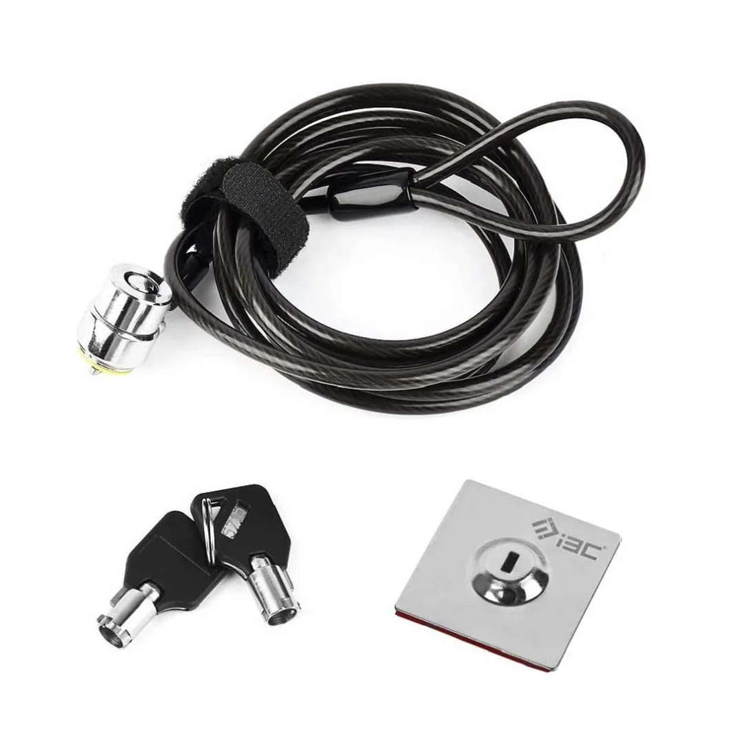 Cavo di Sicurezza Anti-furto per PC, Laptop e Tablet. in Acciaio con Lucchetto Nero, Proteggi i Tuoi Dispositivi con Questa Solida Protezione Hardware