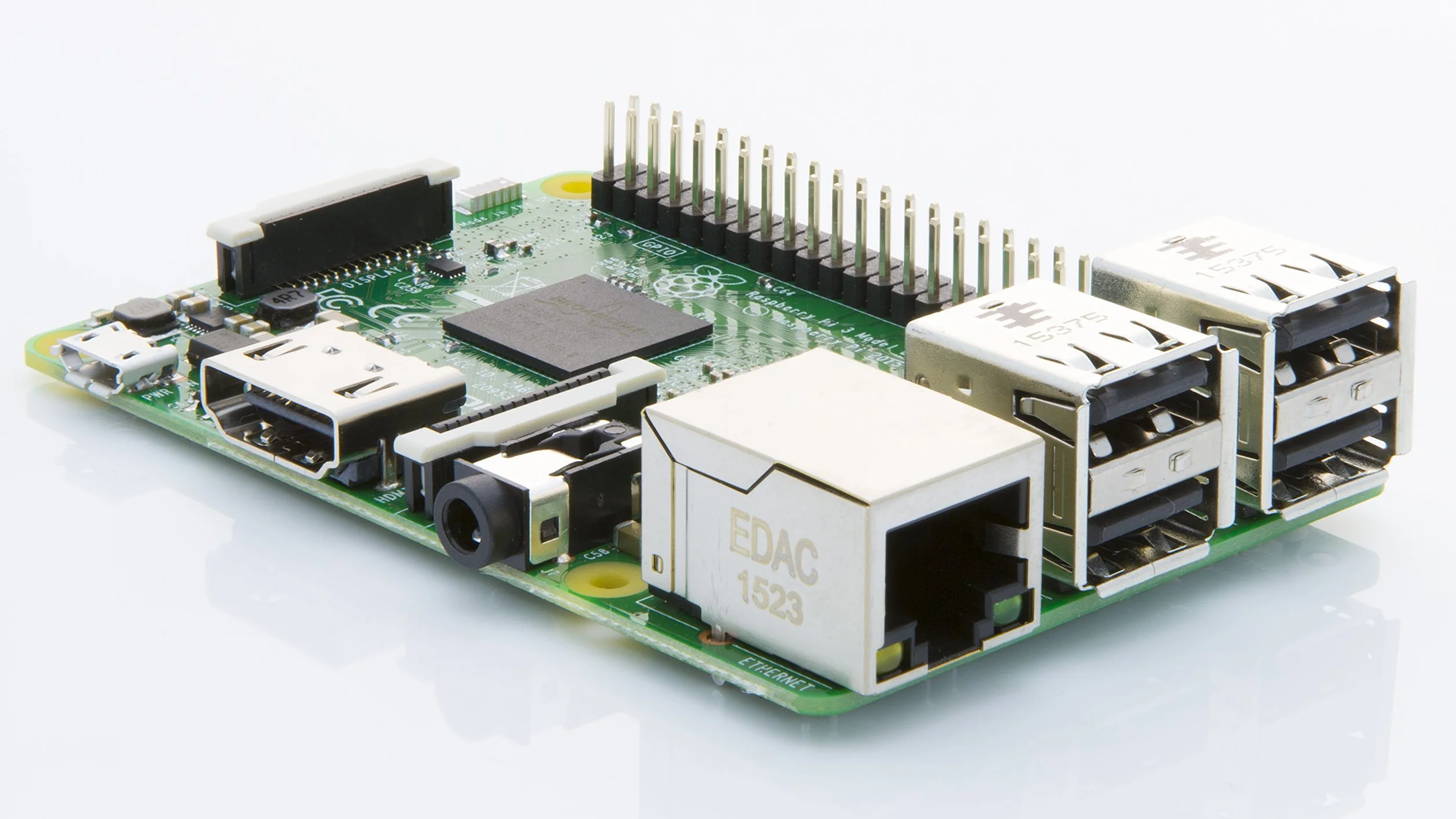 Raspberry PI 3 Model B Scheda Madre CPU 1.2 GHz Quad Core, 1 GB RAM, 802.11n Wireless LAN, Verde/Argento
