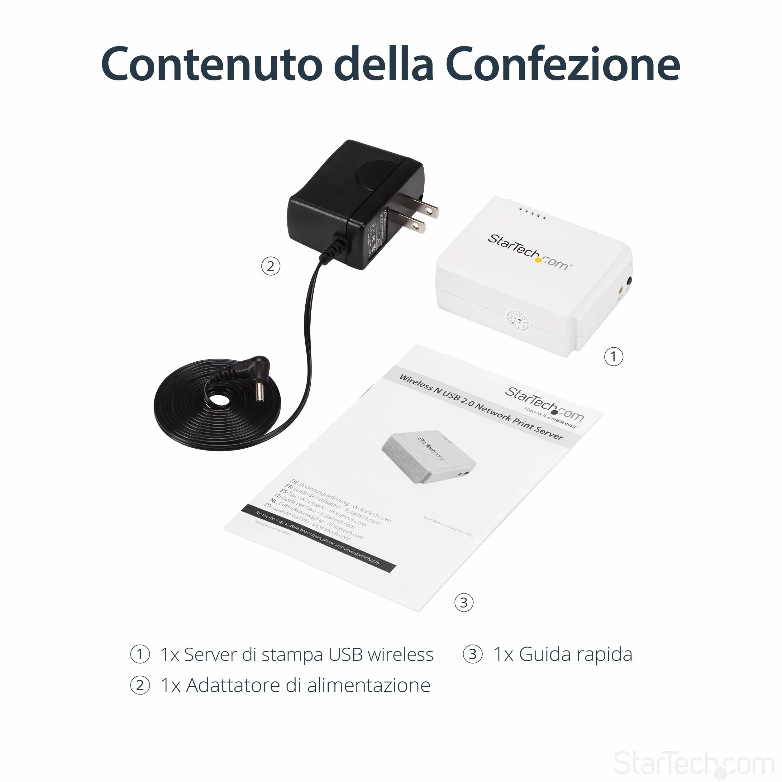 StarTech.com Server di Stampa Wireless N ad 1 porta USB con porta ethernet 10/100 Mbps - WiFi Print Server USB - 802.11 b/g/n (PM1115UWEU)