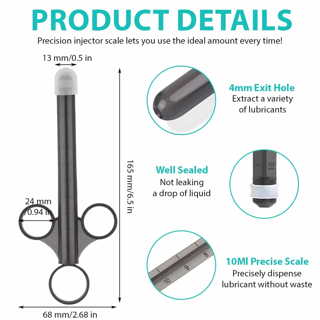 XPEX 2 Pezzi Riutilizzabile Irrigatore Lubrificante Portatile Applicatore Vaginale Anale Strumenti con Anello Di Trazione e Presa Per Le Dita Nero