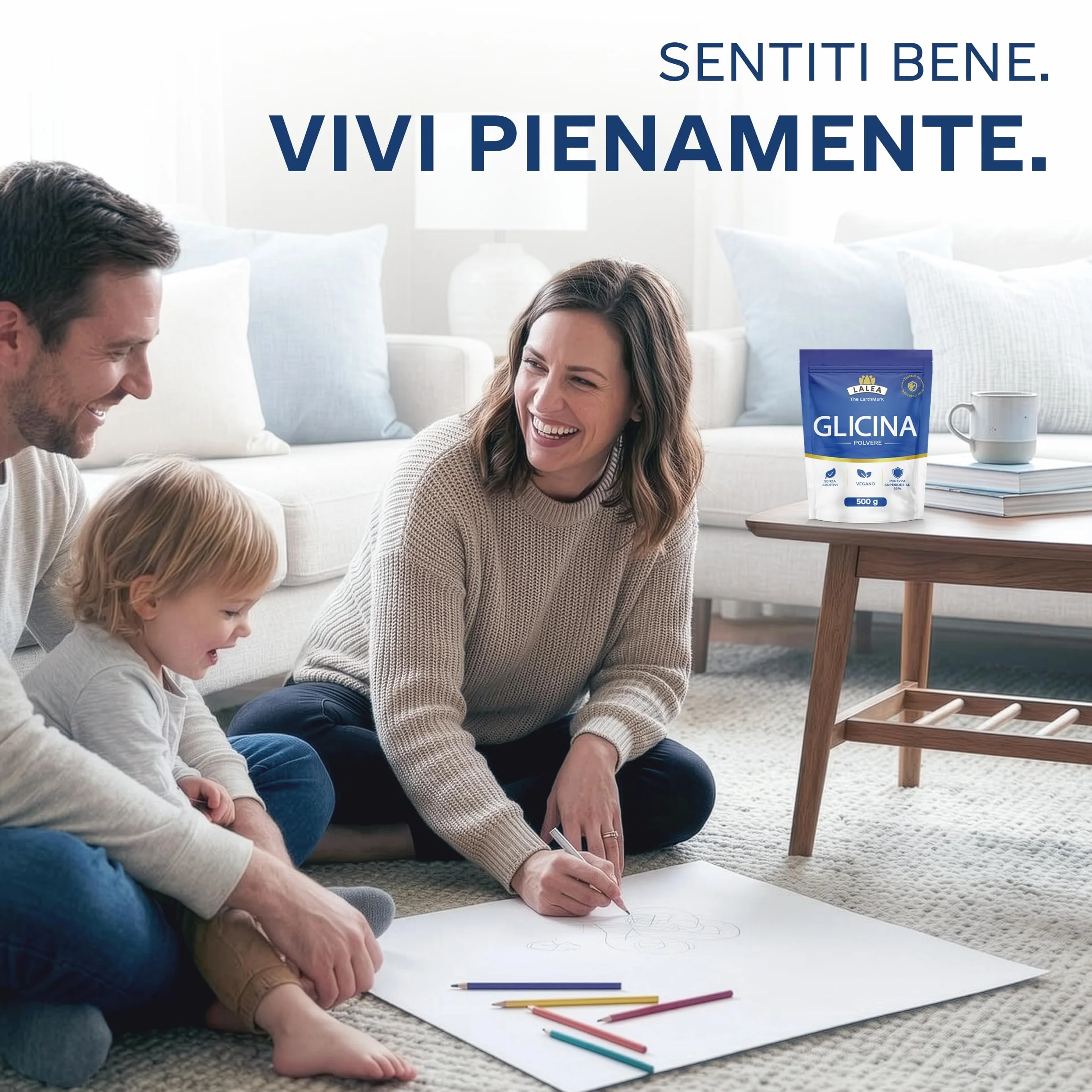 LALEA Glicina Polvere 500g – Amminoacido Glicina Pura al 100% – Componente del Collagene – Vegano, Senza Additivi – Supporta Sonno, Articolazioni e Pelle