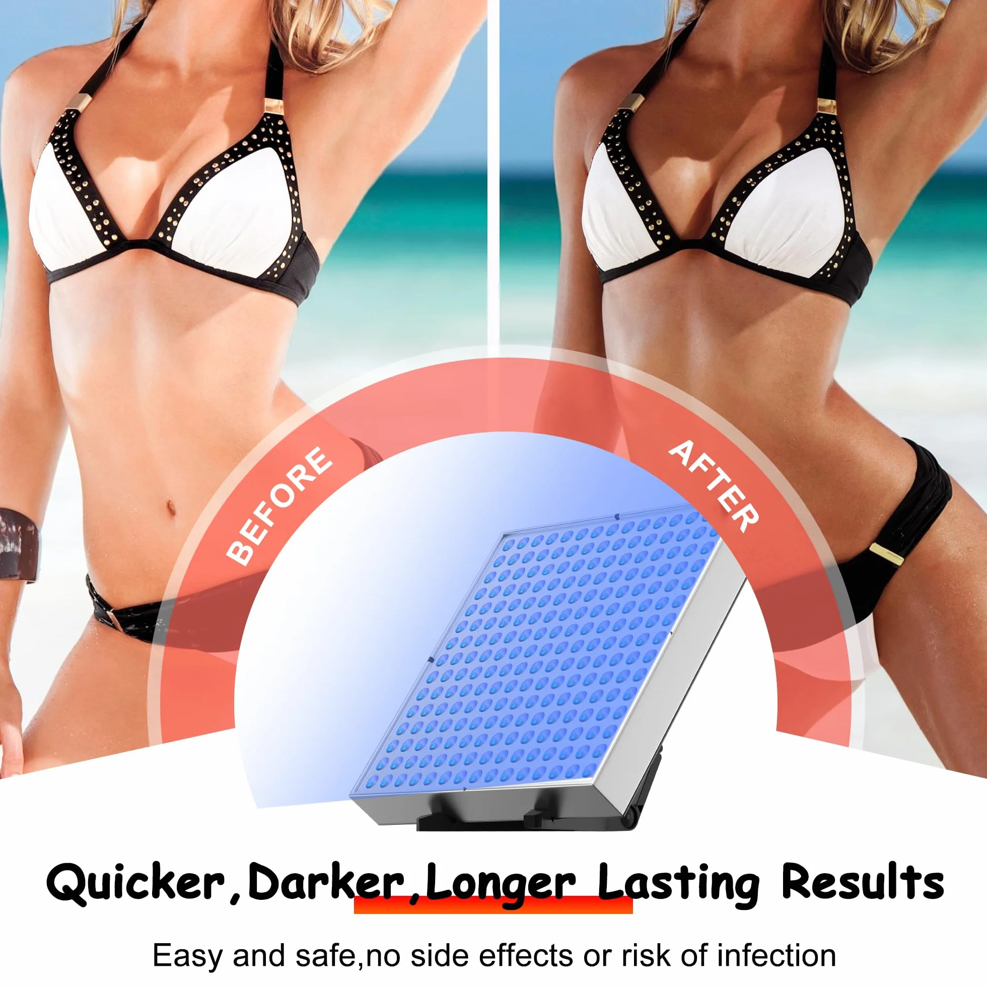 Lampada abbronzante portatile 225 LED 48W con supporto regolabile pieghevole per viso e corpo
