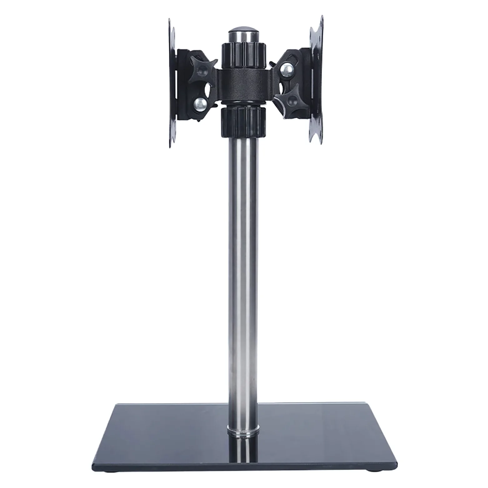 Supporto per Doppio Monitor, Supporto per Monitor Regolabile in Altezza per Schermi da 14 A 27 Pollici, con Base in Vetro Temperato, può Contenere Due Schermi.