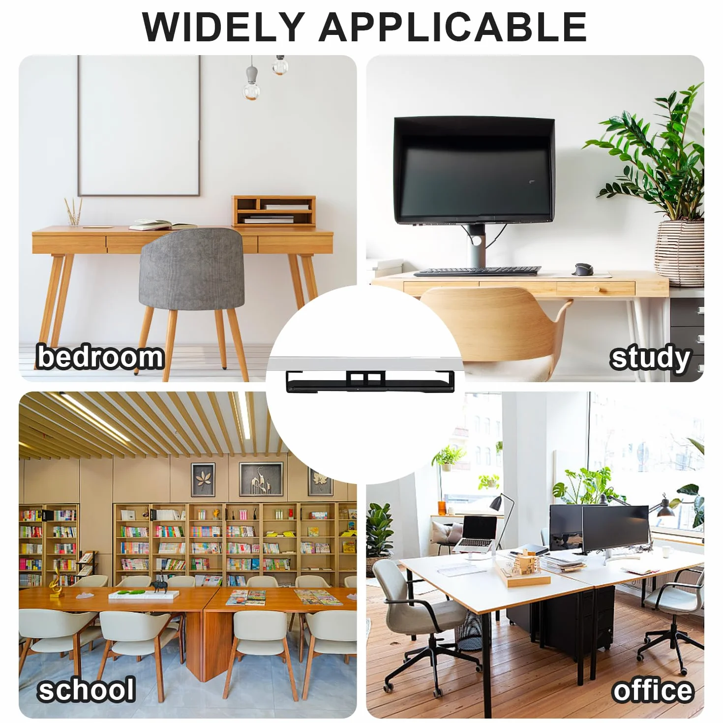 Supporto Laptop Sotto Scrivania in Alluminio - Mensola Portatile Con Vite per Computer, Risparmio di Spazio, Compatibile Con 0-40 mm, Nero