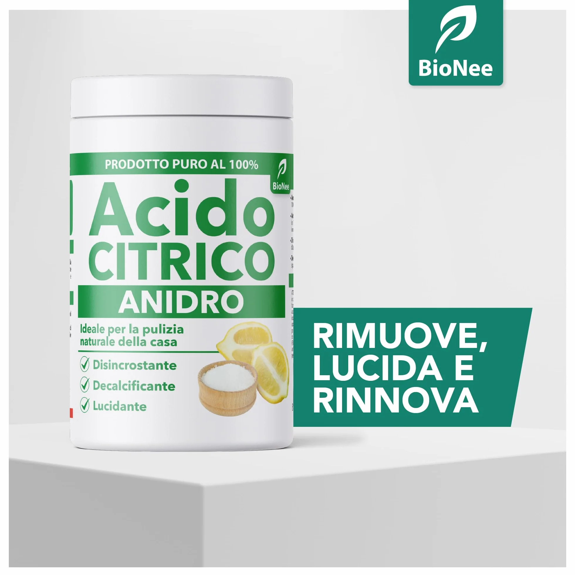 Acido Citrico Anidro Puro 1kg Polvere Anticalcare Ammorbiente Disincrostante Detergente Multiuso