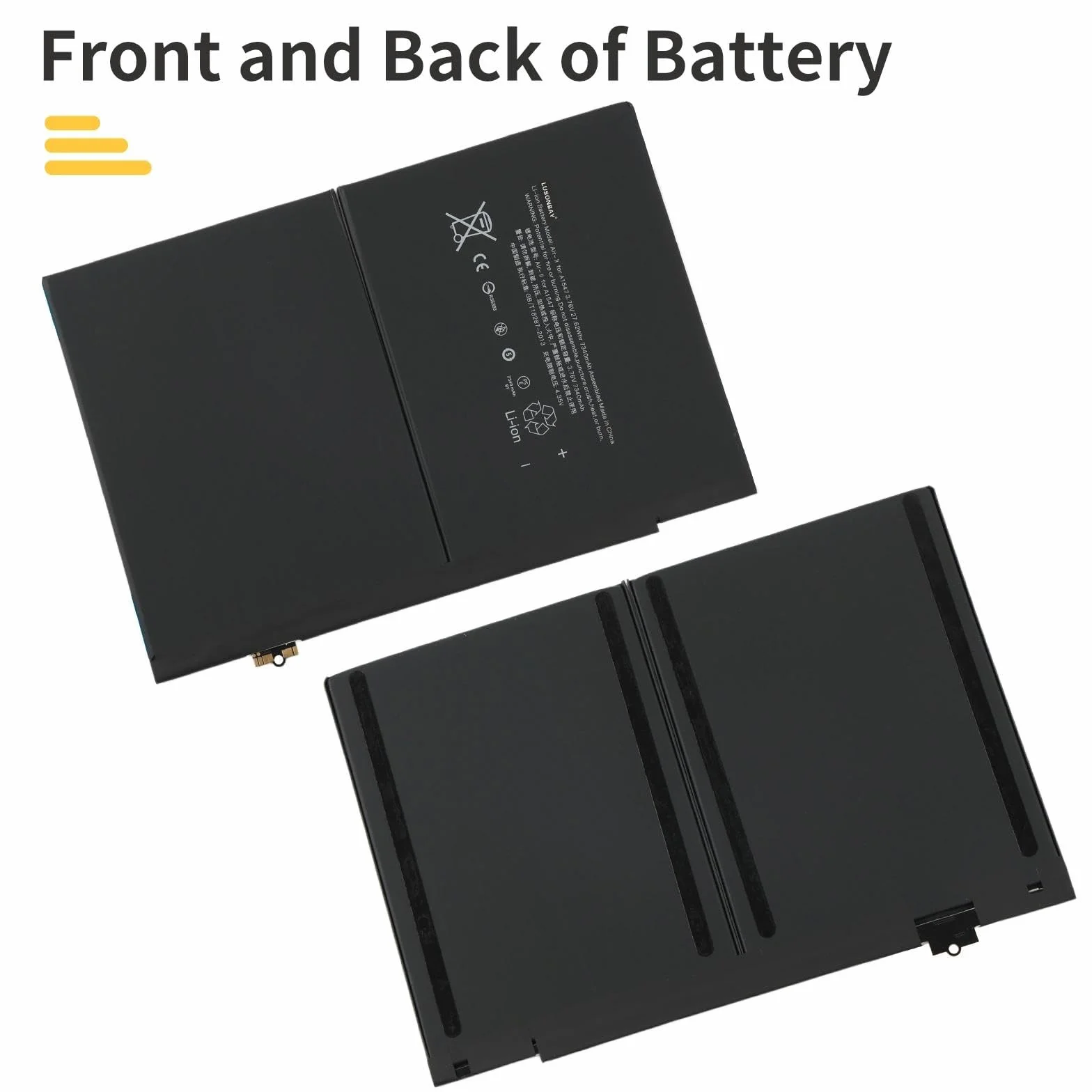 A1547 Batteria di ricambio ai polimeri di litio compatibile con Apple iPad 6 iPad Air 2 iPad Air 2 WiFi A1547 A1566 A1567 MGKL2LL/A MGL12LL/A 3,76V 27,62Wh/7340mAh