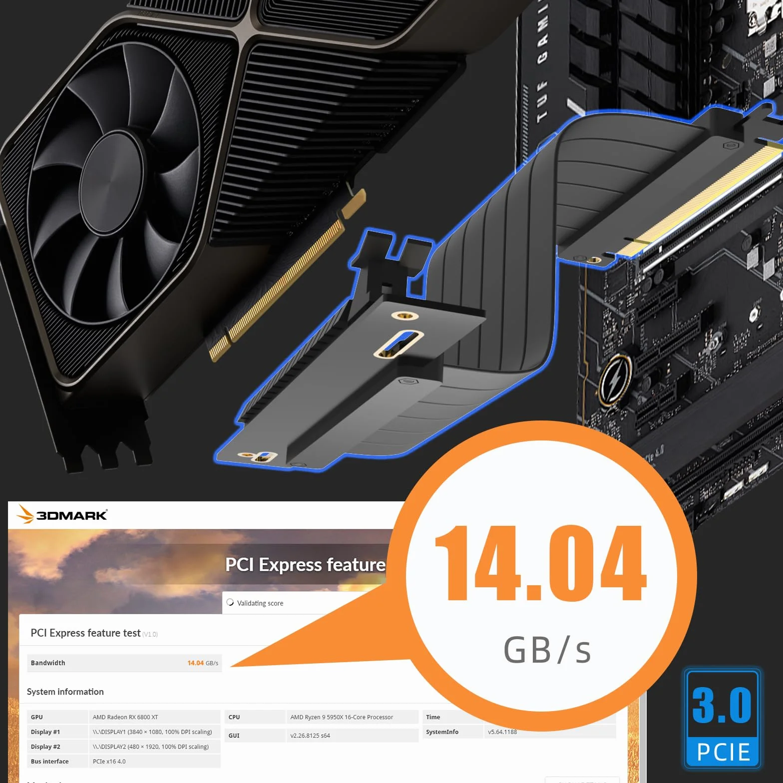 GLOTRENDS 200 mm PCIe 3.0 X16 Cavo Riser per GPU PCIe 3.0 di fascia bassa, come GeForce RTX 20/GTX 16/GTX 10 Series e AMD Radeon RX5000/VII/RX Vega/R9 Fury Series, ecc.