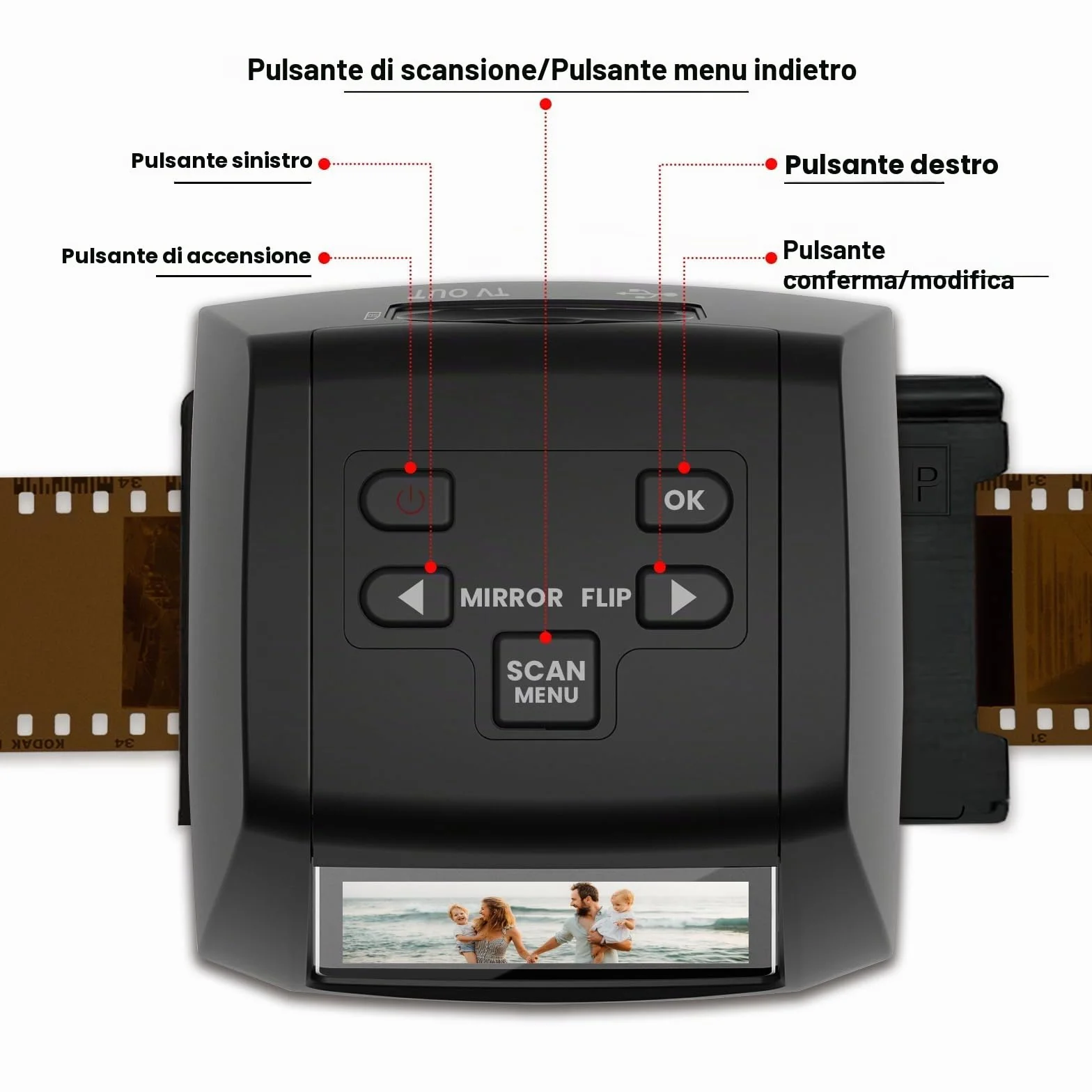 Scanner di film digitale 35 mm 126 110 Super 8 8 mm LCD 2,4" JPEG