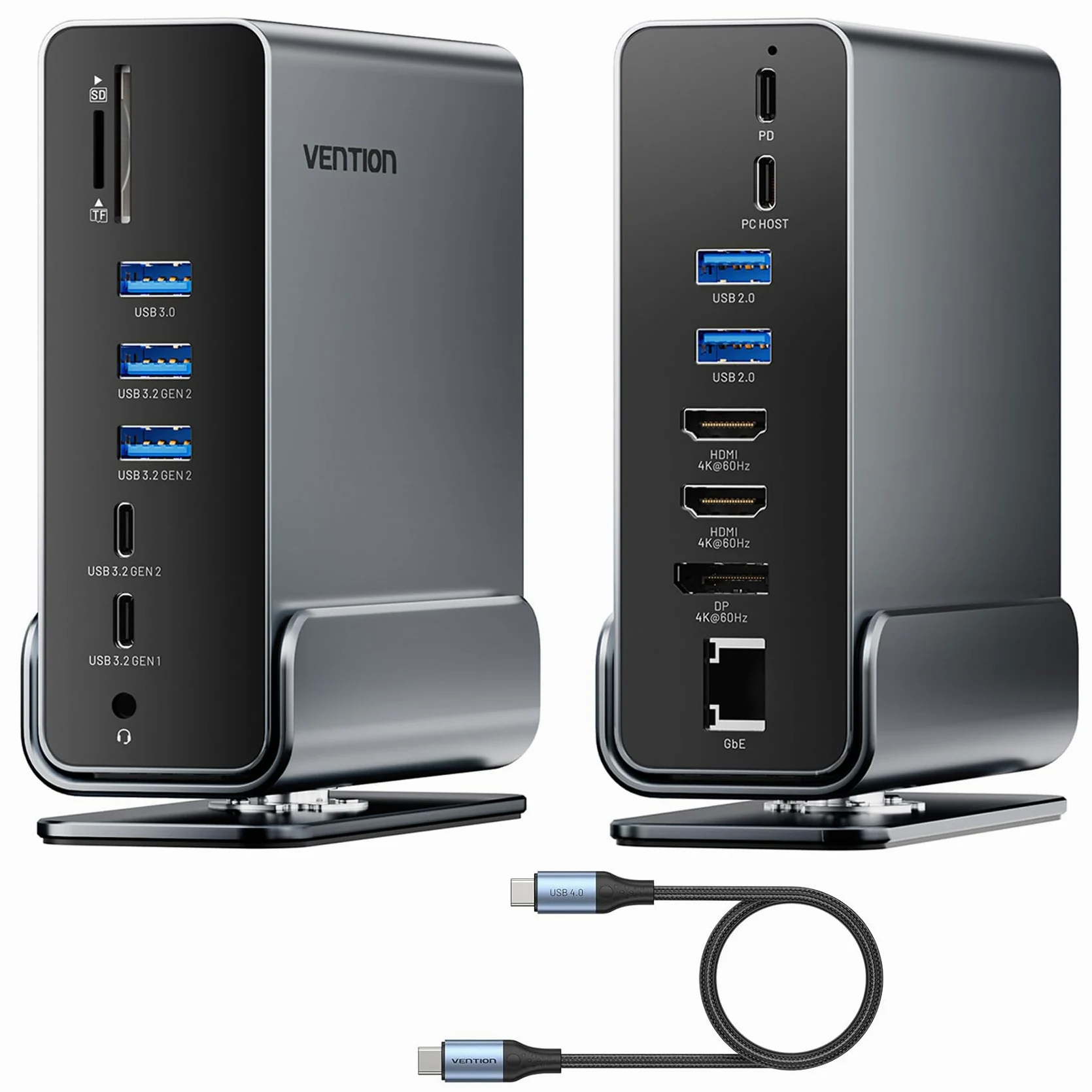 Docking Station USB-C 15-in-1 per configurazione a doppio monitor,triplo display,compatibile con PC Windows,Thunderbolt 3/4,con doppio HDMI 4K,DP,100W PD,USB 10Gbps,RJ45,audio,slot per schede SD/TF