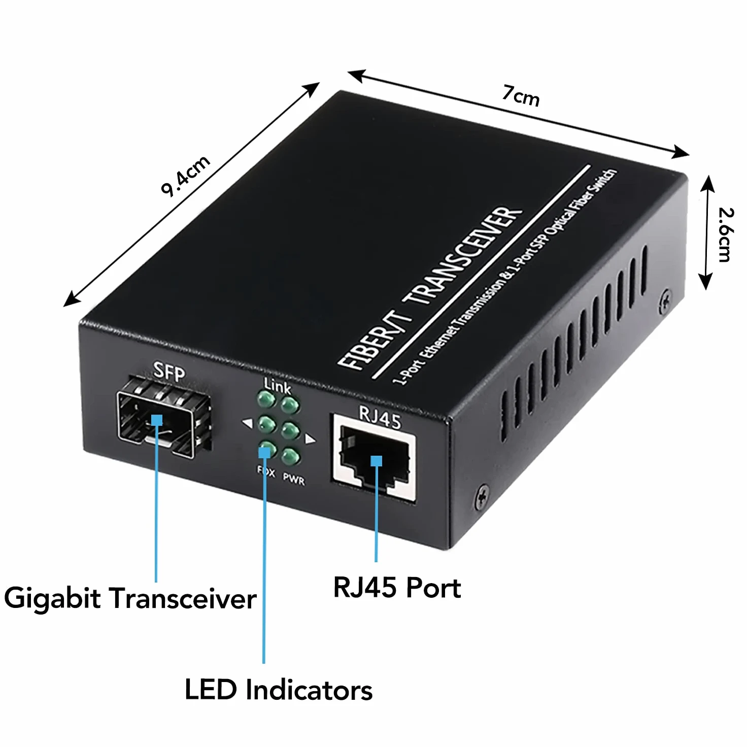 Un paio di convertitori multimediali Ethernet in fibra ottica multimodale Gigabit 1,25G/s + 2 pezzi SFP LC modulo doppio ricetrasmettitore incluso, 10/100/1000Base-Tx-SX SMF RJ45 a slot SFP fino a