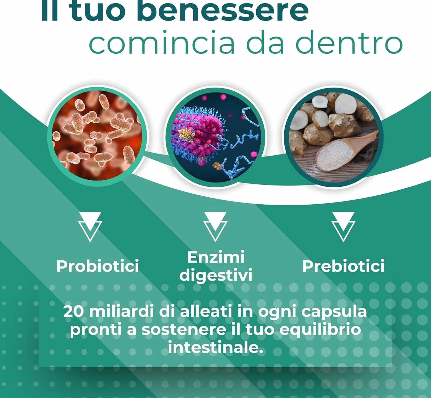 Domina Pharmaceutical Probiotici e Prebiotici 20 Ceppi Formula Completa 120 CPS Vegane Alto Dosaggio