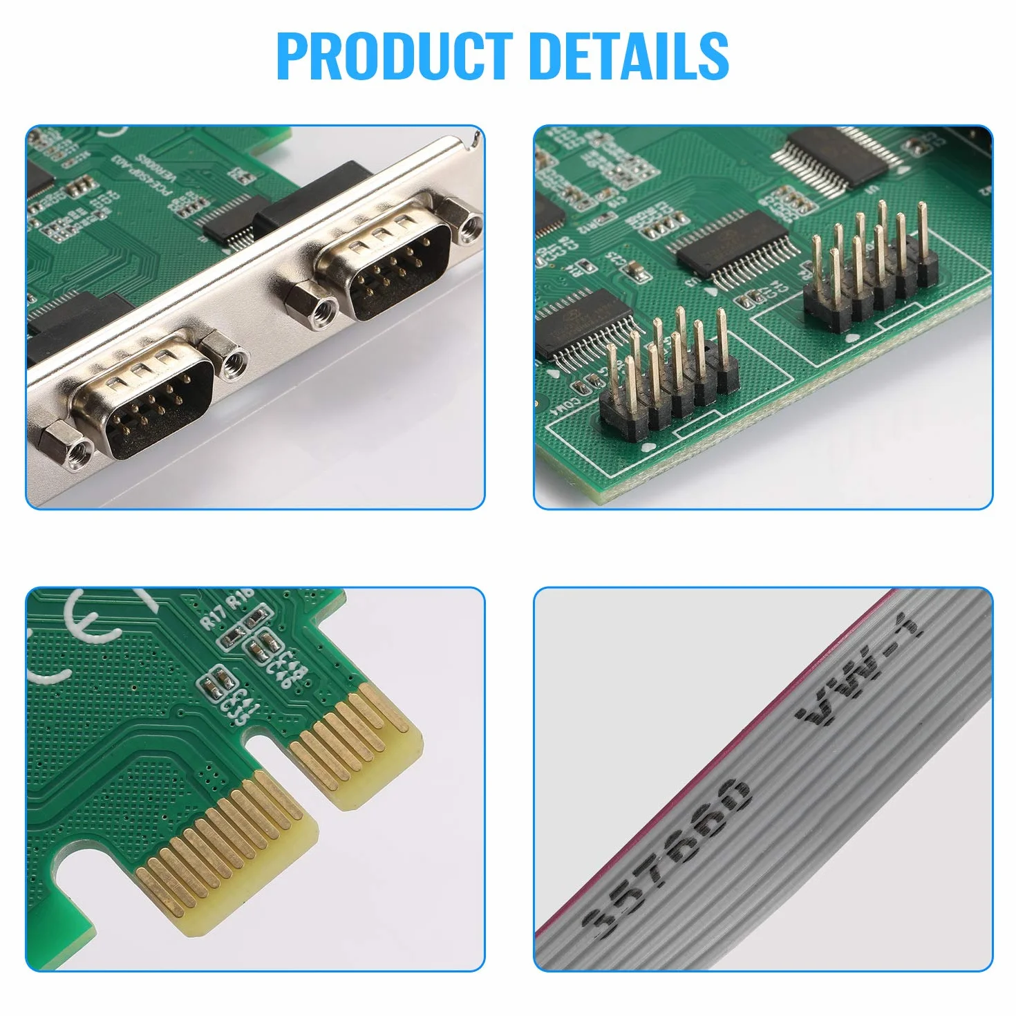 Scheda Porta Seriale PCI-E a 4 Porte R232 con Velocità Bidirezionali Fino a 250 Kbps, Controllata da UN Modem Seriale per Reti Seriali, Terminali POS, ecc.