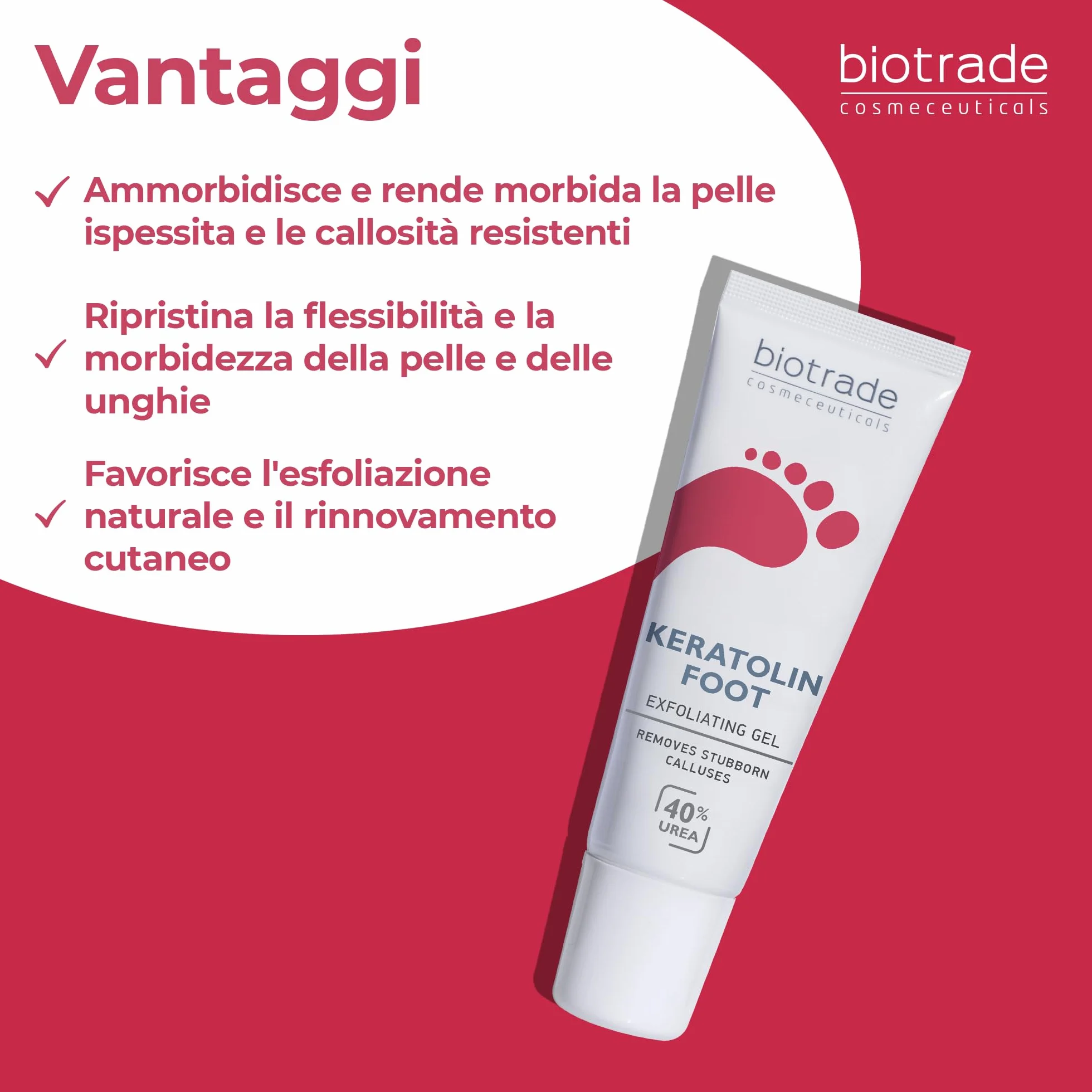 Biotrade Keratolin Crema 40% Urea 15 ml per Calli, Duroni e Verruche