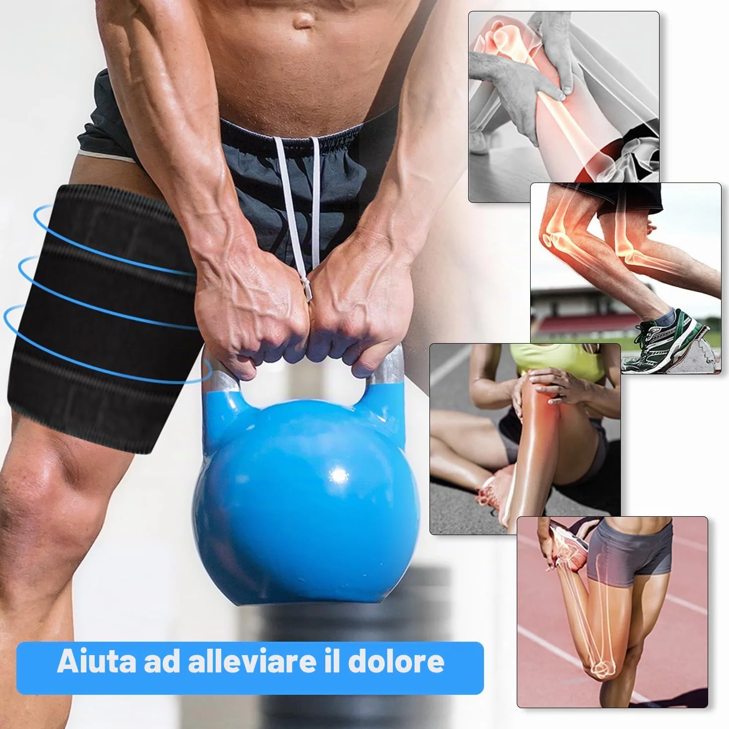 Supregear Supporto per Coscia, Fascia in Neoprene Avvolgente Compressione Manica Coscia Regolabile Nero