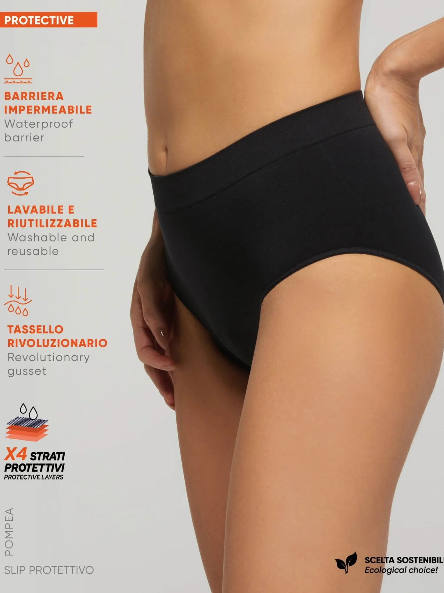 POMPEA Slip Donna Protettivo per Piccole Perdite, Mutande Assorbenti Lavabili Riutilizzabili