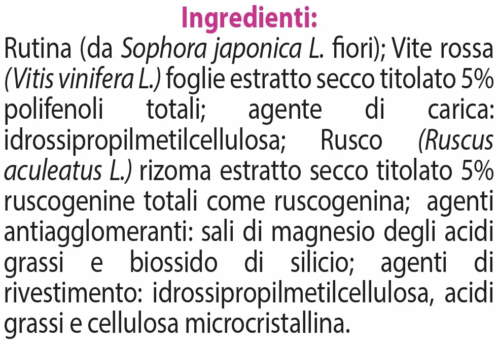 ESI Erbaven Retard Integratore Alimentare Vite Rossa Rutina Rusco Microcircolo Circolazione Venosa 30 Ovalette Retard