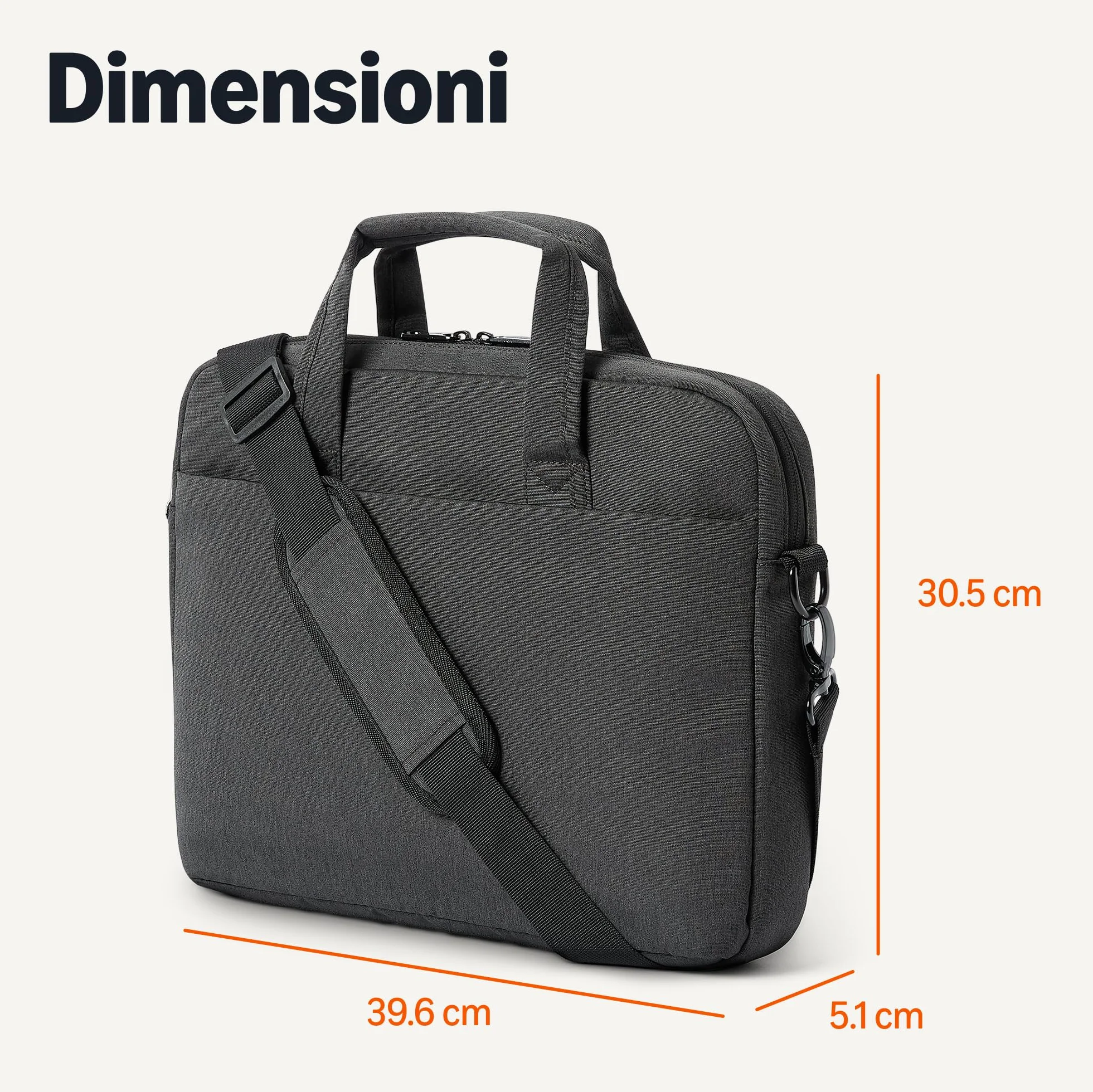 Amazon Basics - Borsa a tracolla per laptop e tablet da 15.6in (39.6cm) per donna e uomo, nero