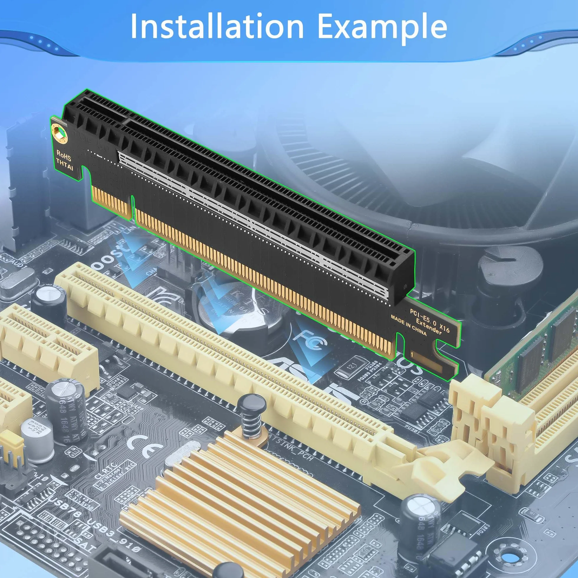 CERRXIAN Scheda riser PCIe 5.0 x16, scheda di prova di protezione slot di estensione PCI Express 5.0 16X, per computer 1U/2U/3U/4U, 180 gradi