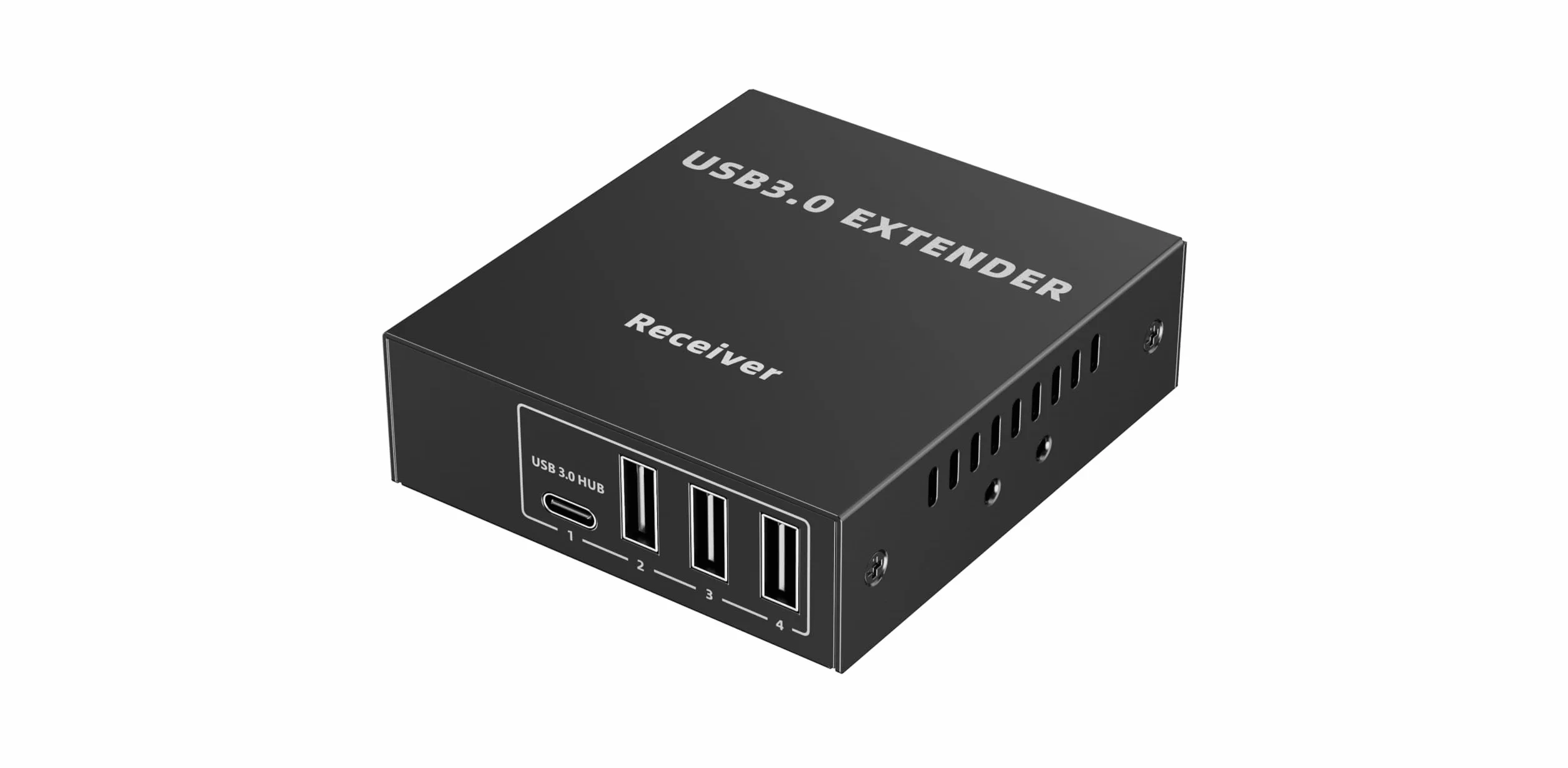 PremiumCord Extender USB 3.0 A 4 Porte Su Cat5E/Cat6/Cat6A Fino A 100 m, 5 Gbps, RJ45, Ethernet, Custodia In Metallo, Nero