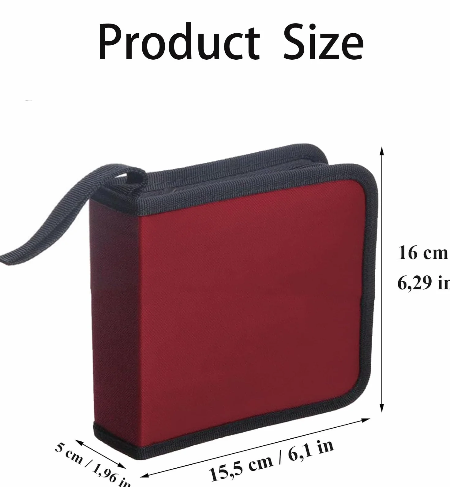Borsa per CD, custodia per CD, custodie per CD, custodia per dischi CD DVD per 40 dischi, custodia per CD per auto e casa (rossa)