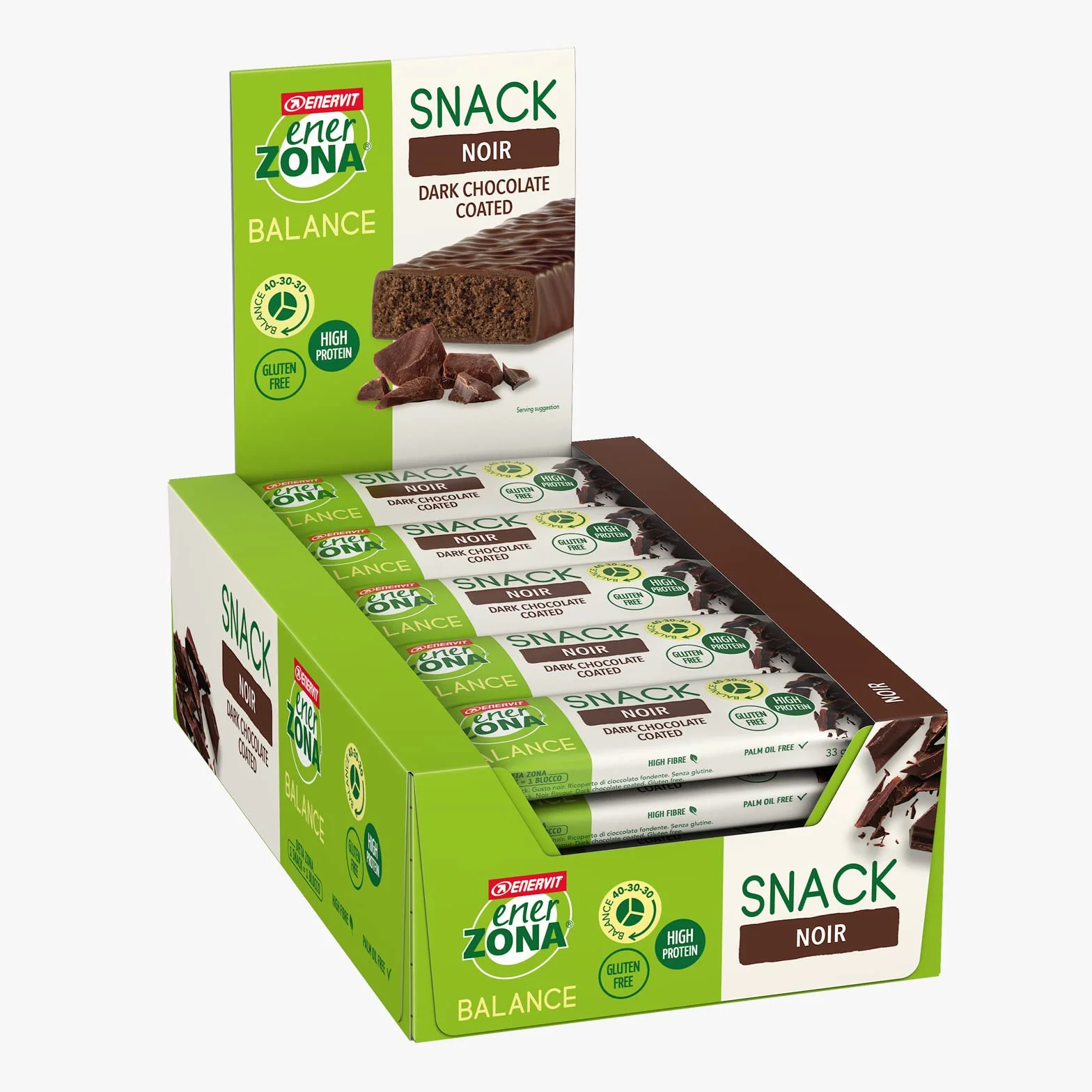Enervit Enerzona Protein Snack 40-30-30 Noir Cioccolato Fondente 30 Barrette Proteiche 33gr
