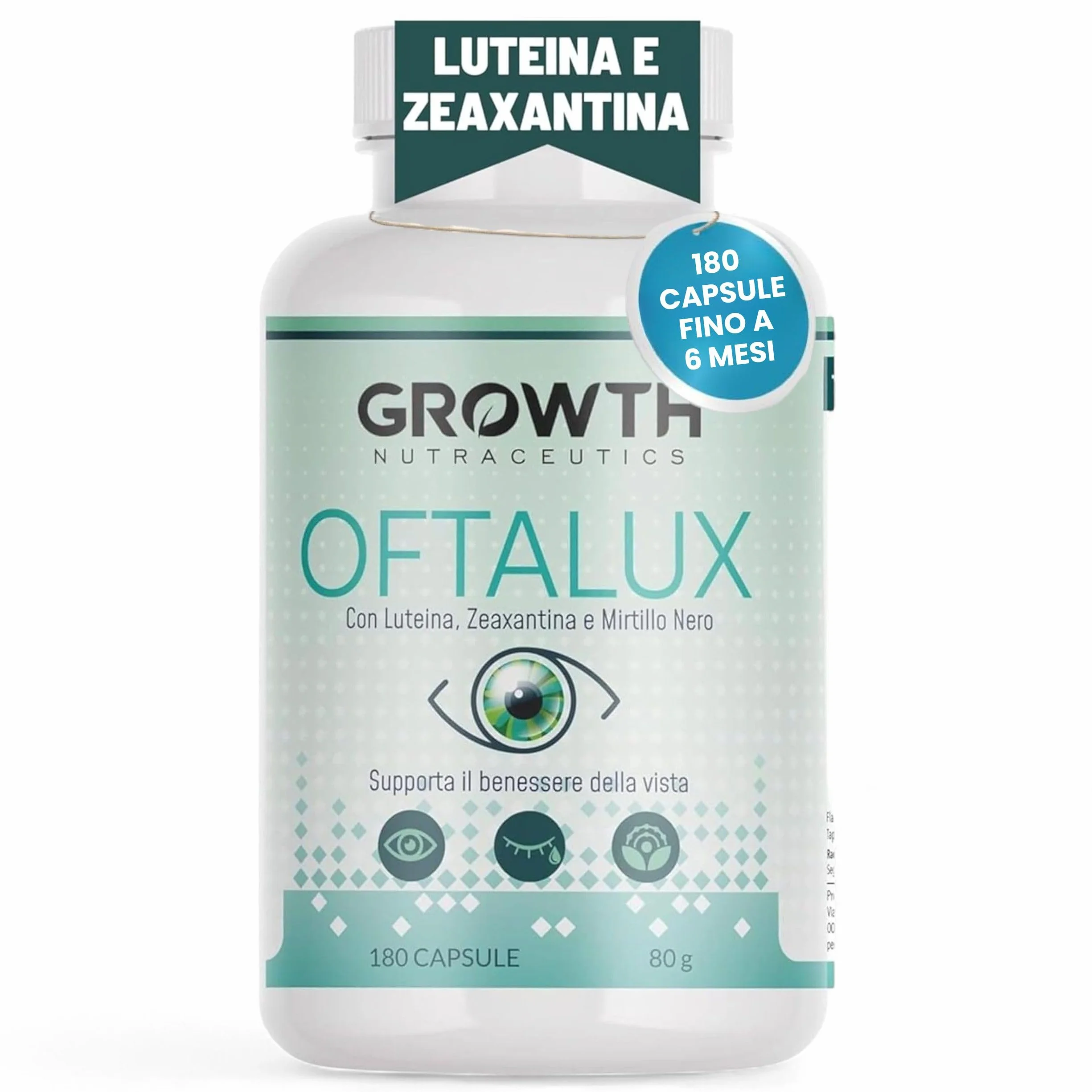Luteina e Zeaxantina 180 Capsule Integratore Occhi con Mirtillo Nero Vitamine A E
