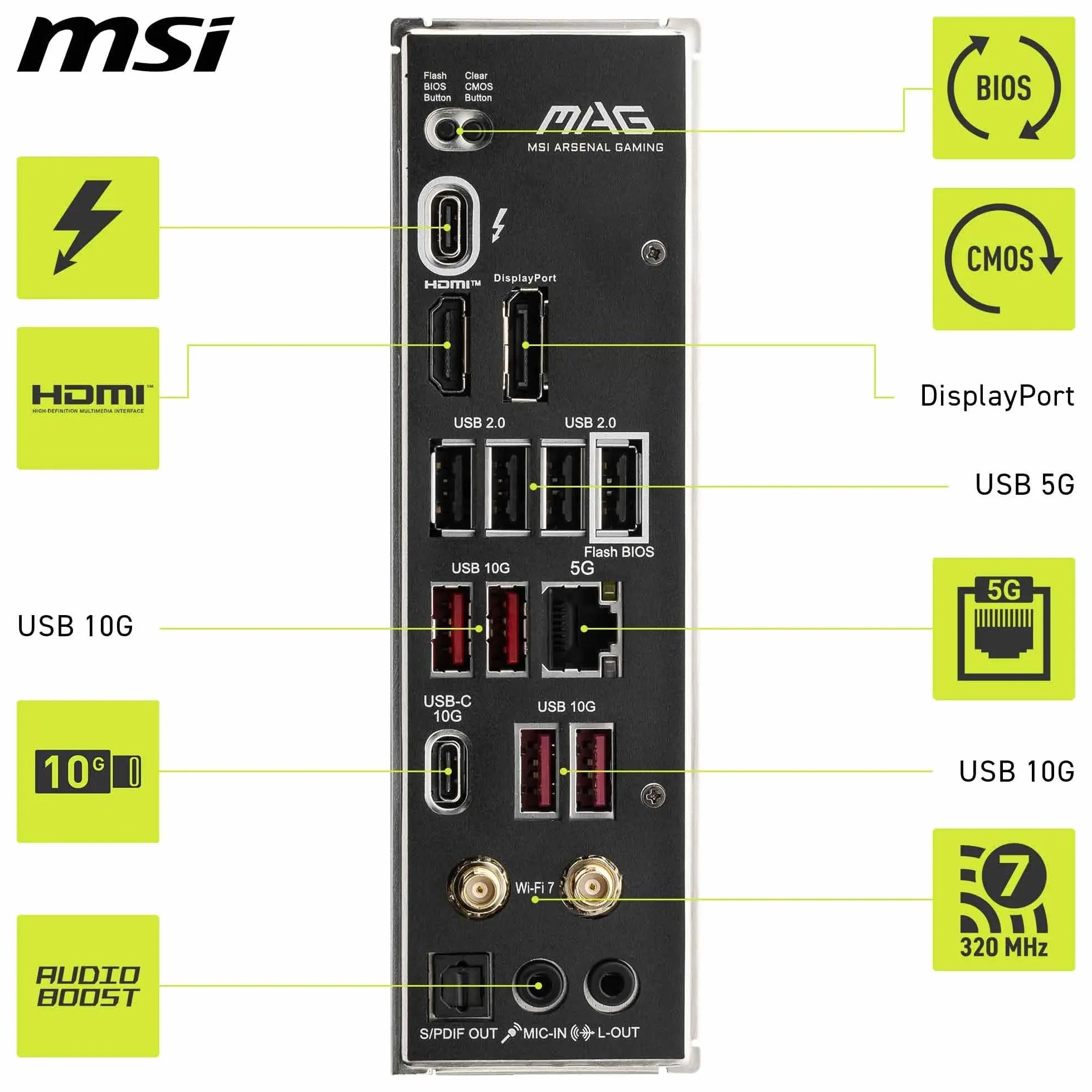 MSI MAG B860 TOMAHAWK WIFI - Scheda madre ATX, supporta i processori Intel Core Ultra (Serie 2), LGA 1851 - DDR5 Memory Boost 9200+ MT/s OC, 1 x PCIe 5.0 x16, 1 x M.2 Gen5, LAN 5G, Wi-Fi 7