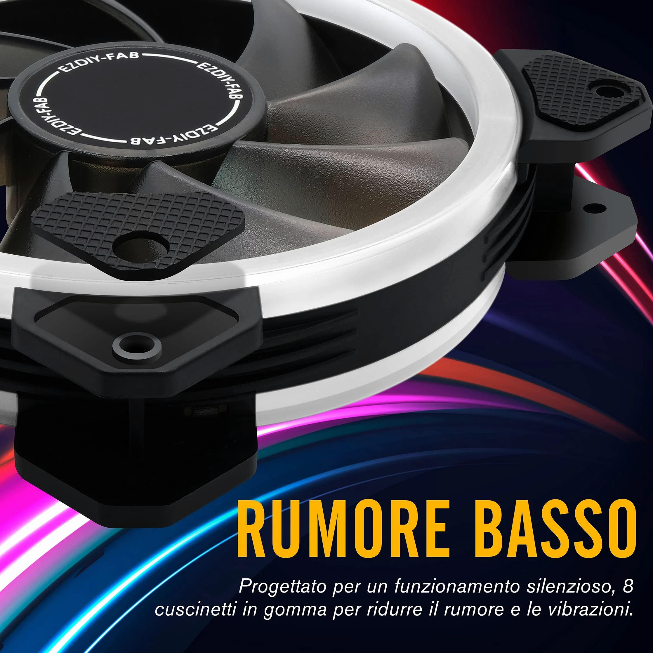 EZDIY-FAB RGB Ventole Case,Dual Ring 120mm Ventola PC,5V Scheda Madre Sync,RGB Sync Fan con Fan Hub X e Telecomando-5 Pack