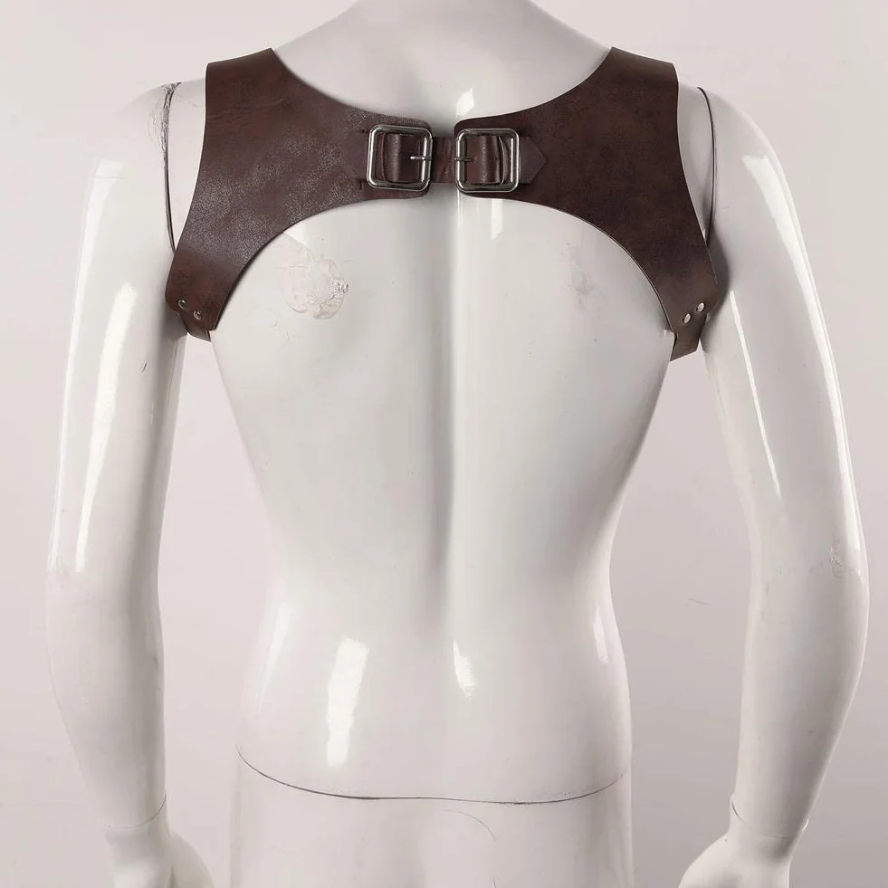 HARR Bretelle in pelle PU per uomo Vintage Punk Imbracatura pantaloni costumi