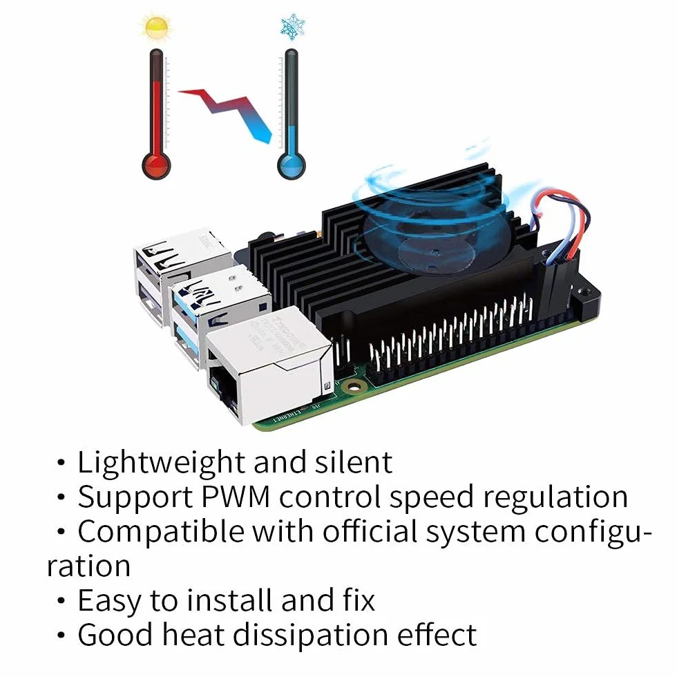 GeeekPi Raspberry Pi 4 Dissipatore di Alluminio con Ventola di Raffreddamento, Raspberry Pi 4 Armatura Lite Dissipatore con PWM Controllo della Velocità per Raspberry Pi 4 Modello B