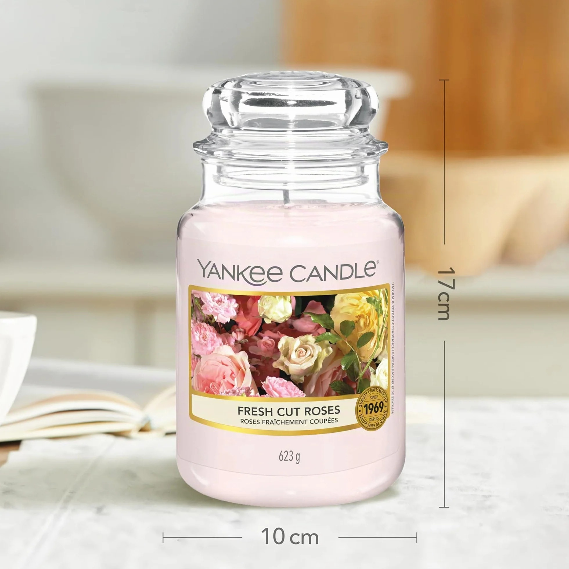 Yankee Candle Candela profumata in giara grande Rose appena recise 150 Ore