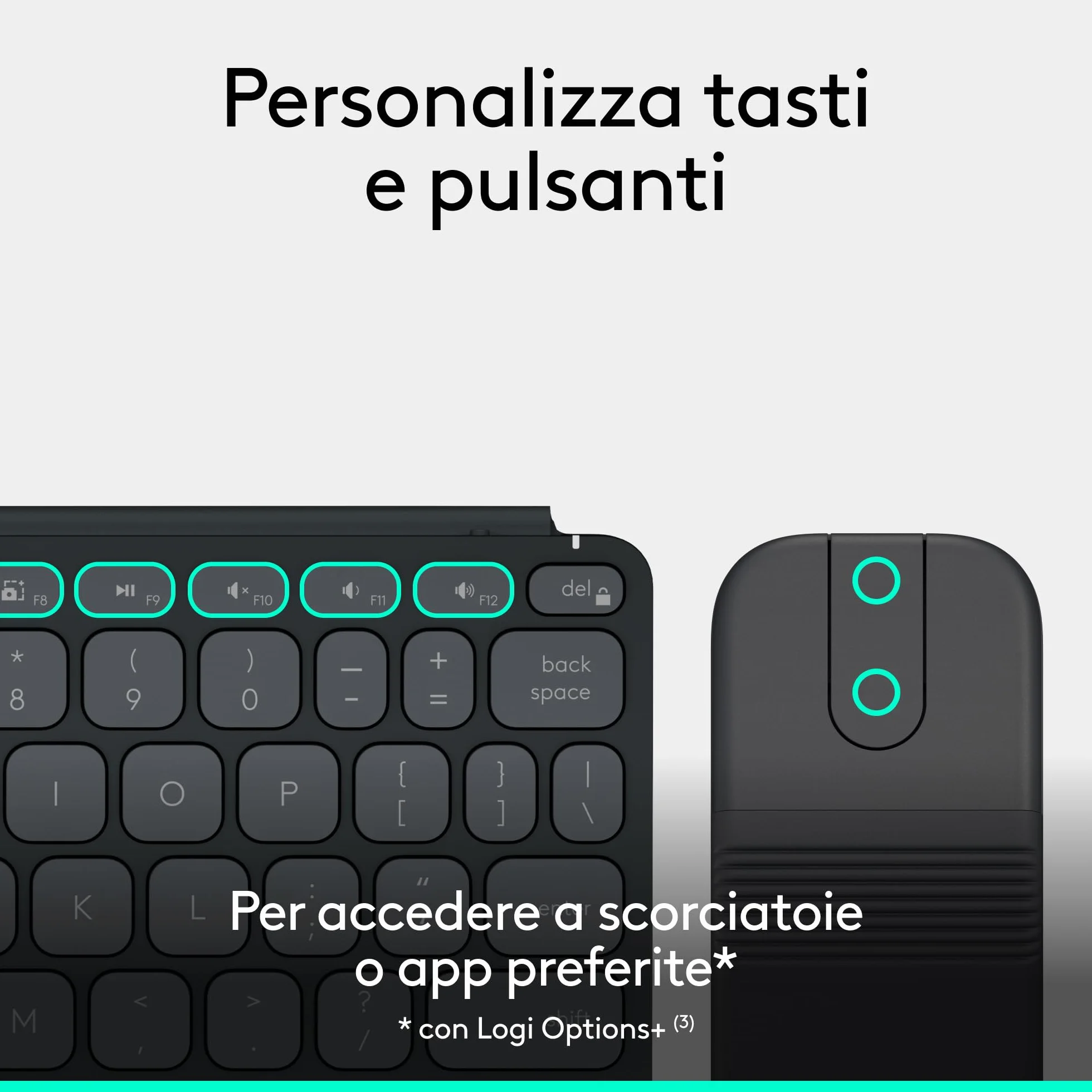 Logitech Keys-To-Go 2 e Mobi Fold, tastiera sottile con coperchio e mouse pieghevole, leggeri, portatili, Bluetooth, per PC Windows, Mac, Android, Chromebook, iPad, ITA QWERTY - Grafite