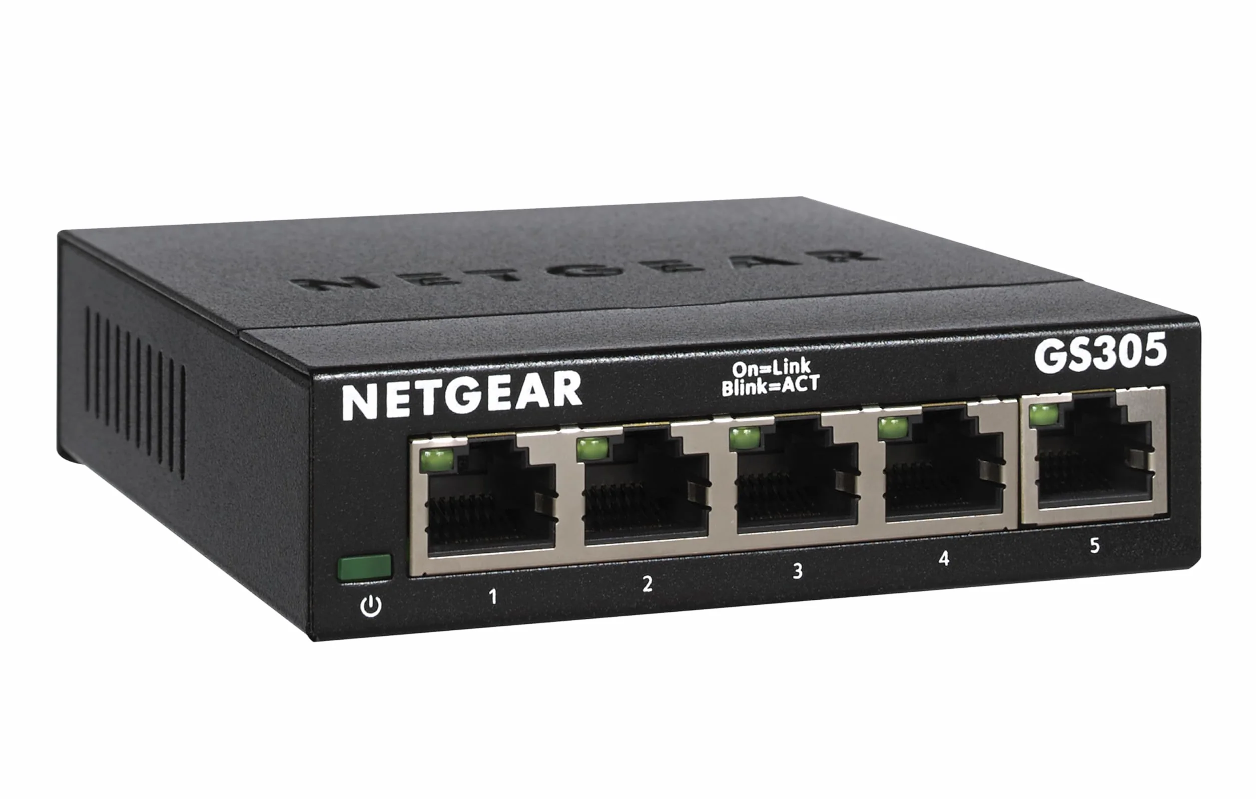 NETGEAR 5 Port Switch Ethernet GS305, Switch Ethernet, Switch Gigabit, Plug-and-Play, Funzionamento silenzioso, Montaggio a parete o da tavolo