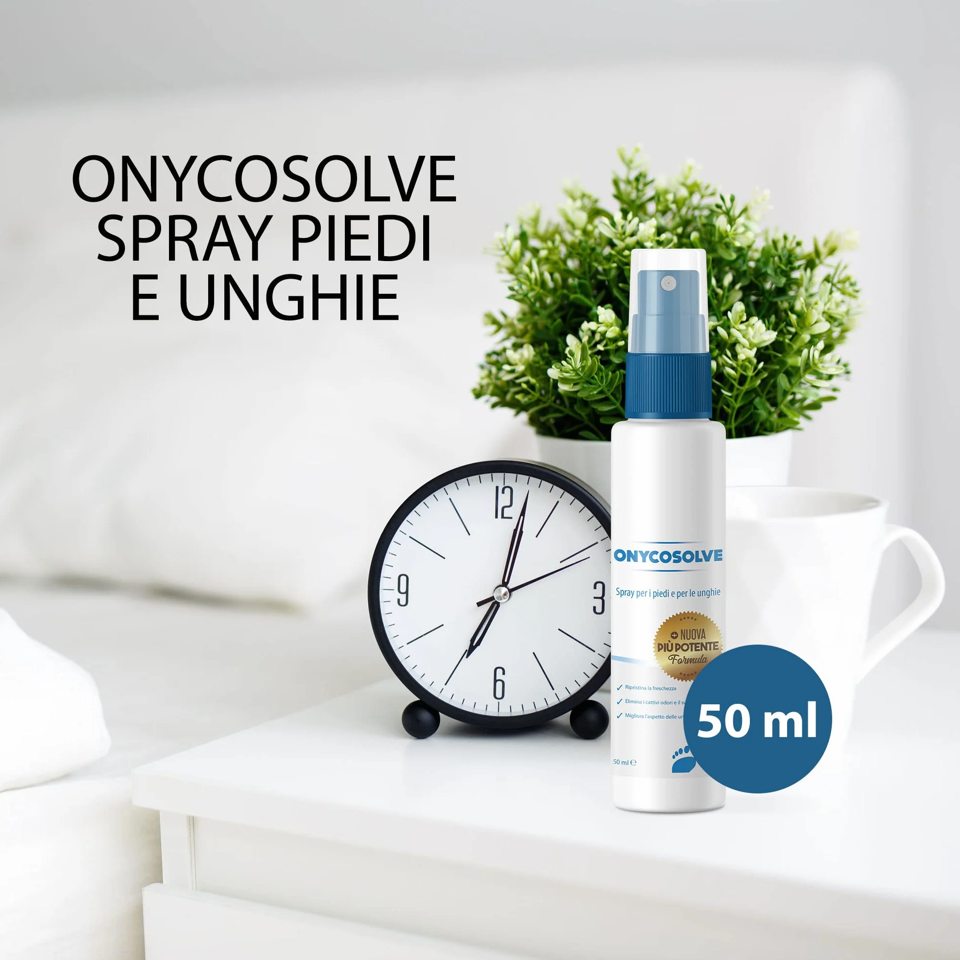 Spray per Piede d'Atleta Deodorante Scarpe Cattivi Odori Piedi Unghie Forti Pelle Sana Sudorazione Eccessiva Prurito 50 ml