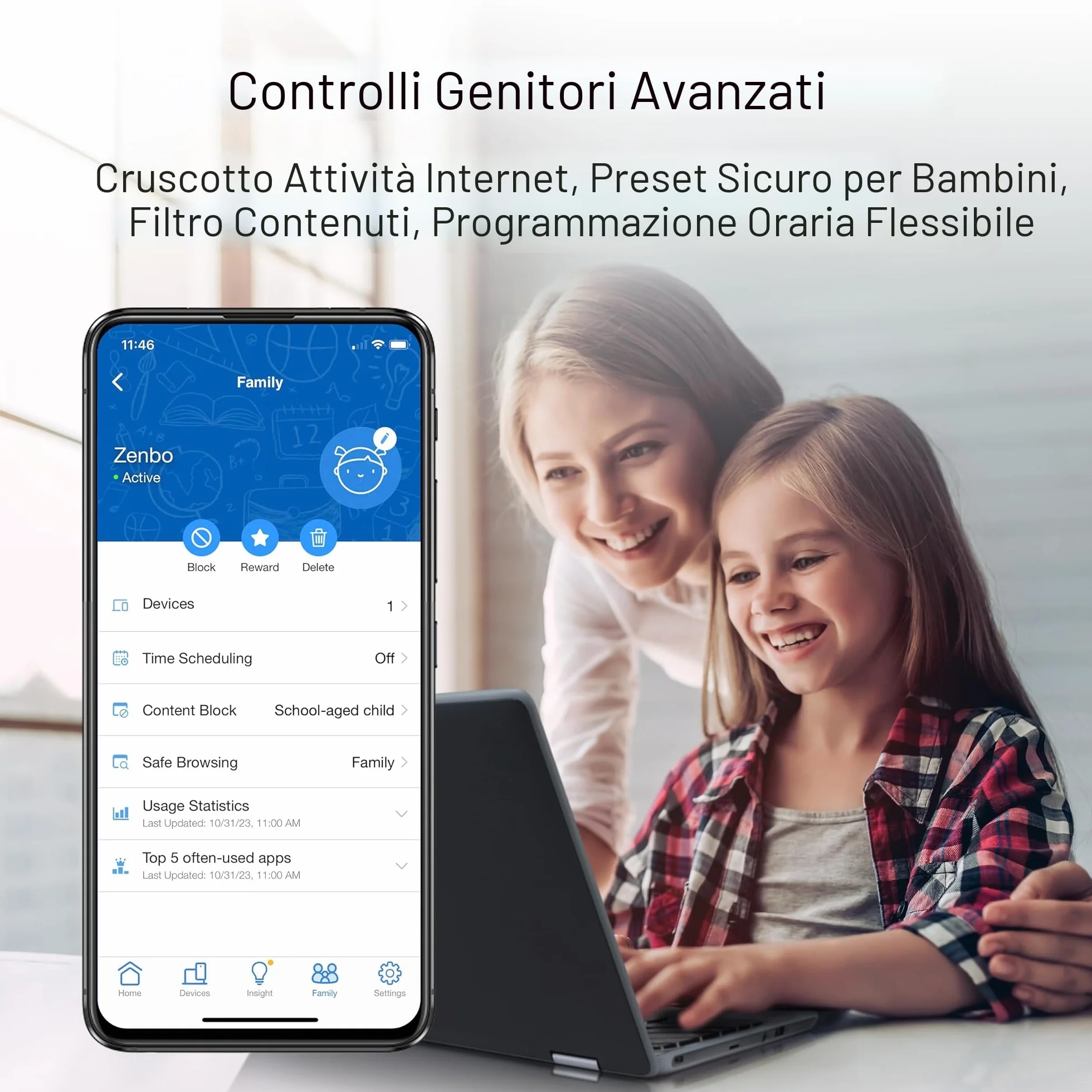 ASUS ZenWiFi BD4 2- Per Modem Operatore e ONT, Mesh WiFi 7 a doppia banda, 3600 Mbps, Copertura 470 m², Due porte 2,5 G, Controlli di sicurezza e Parental Control, Smart Home SSIDs, 2 Pezzi, Bianco