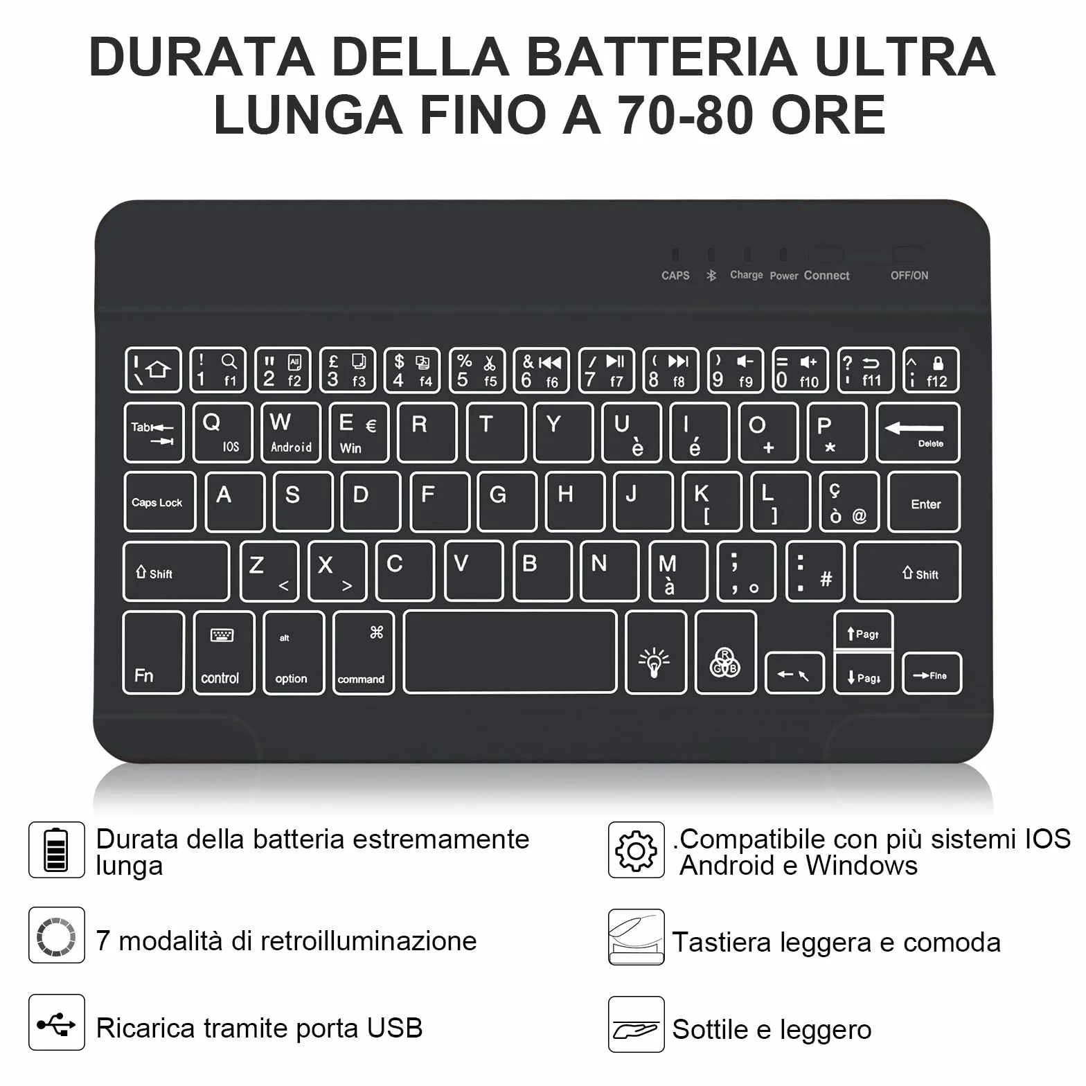 WINCHKING Cover Tastiera per Samsung Galaxy Tab A9 8.7", Italiano Bluetooth Rimovibile Retroilluminata Tastiera per Samsung Galaxy A9 Tablet 8.7 pollici 2023, Verde