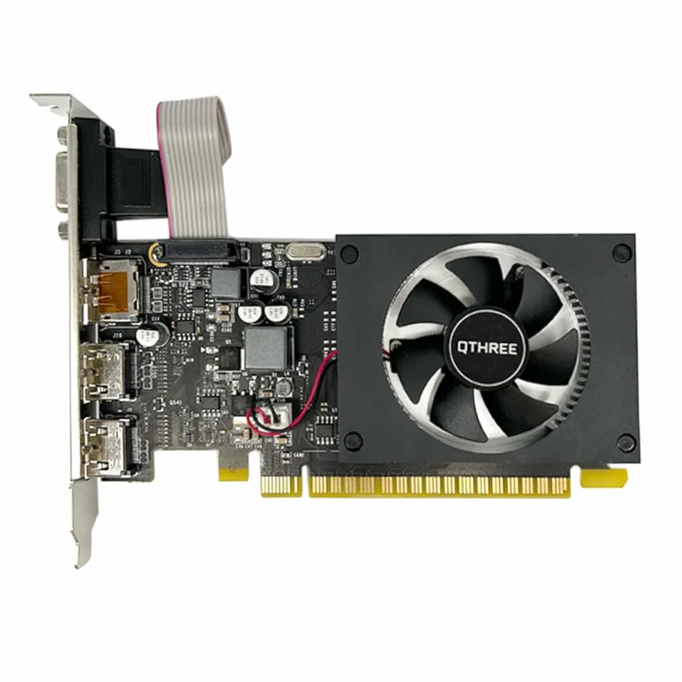 QTHREE GT 730 4G D3 Scheda Video, 2x HDMI, 1x DVI, 1x VGA, Scheda Grafica PC, GPU, per più monitor, for Win 7, 8, 10, 11, DirectX 11, 12