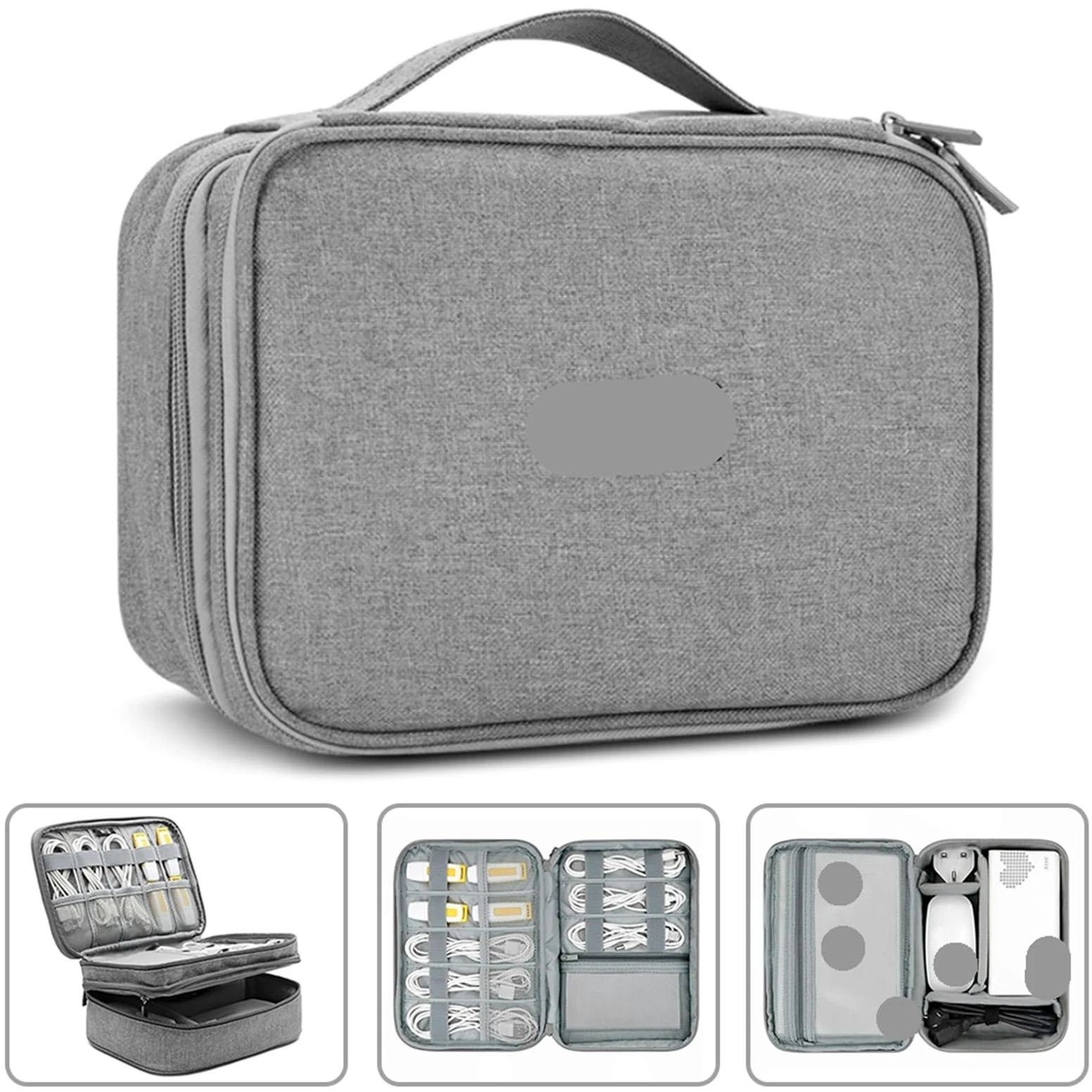 Borsa Organizer per Cavi Custodia Multiuso/organizzatore for Accessori elettronici da Viaggio da 2 Pezzi, for Power Bank, Disco Rigido, Caricabatterie per Cavo, Caricatore(Double Layer Grey)