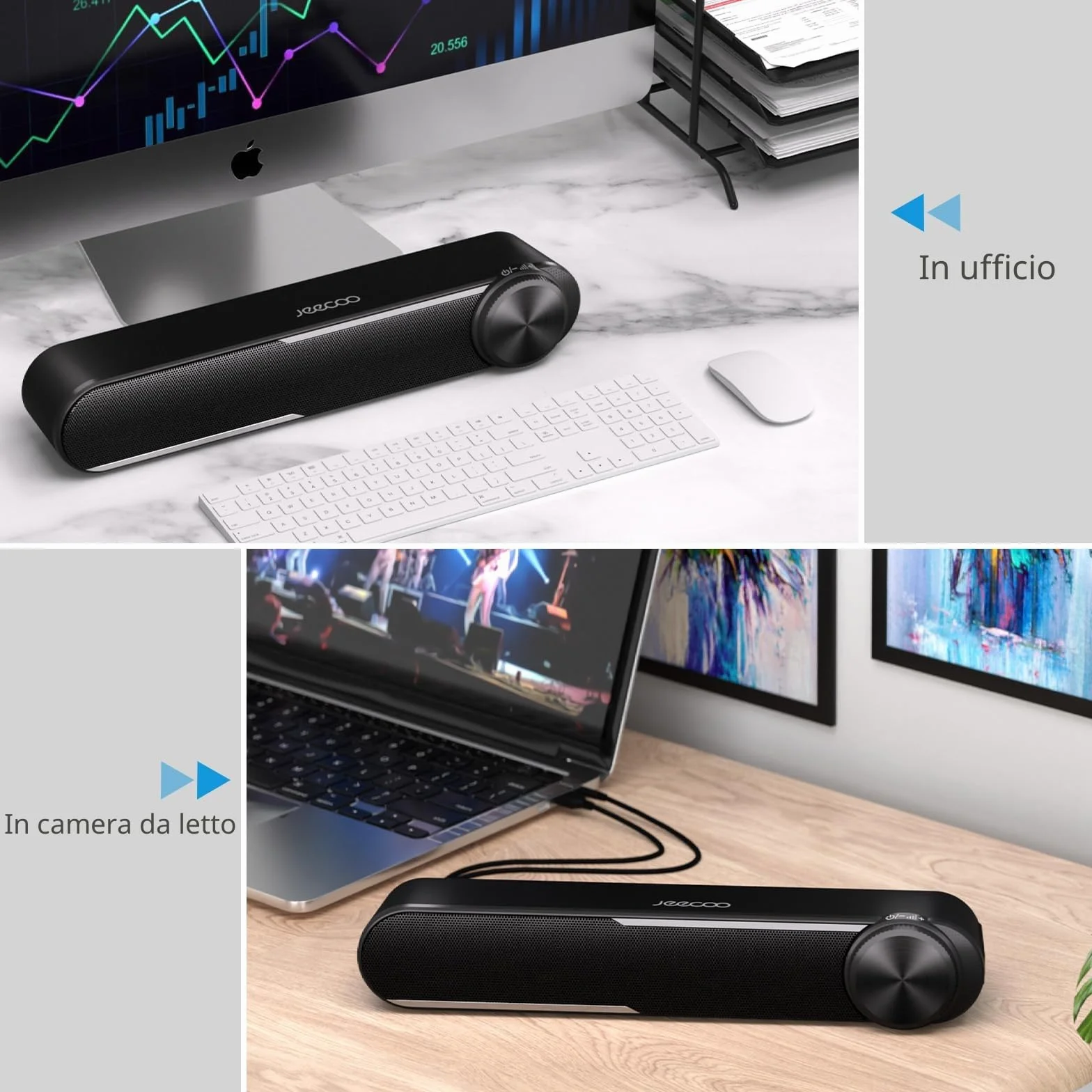 Jeecoo Soundbar PC 10W USB Alimentazione Jack 3.5mm Altoparlanti Computer Monitor TV