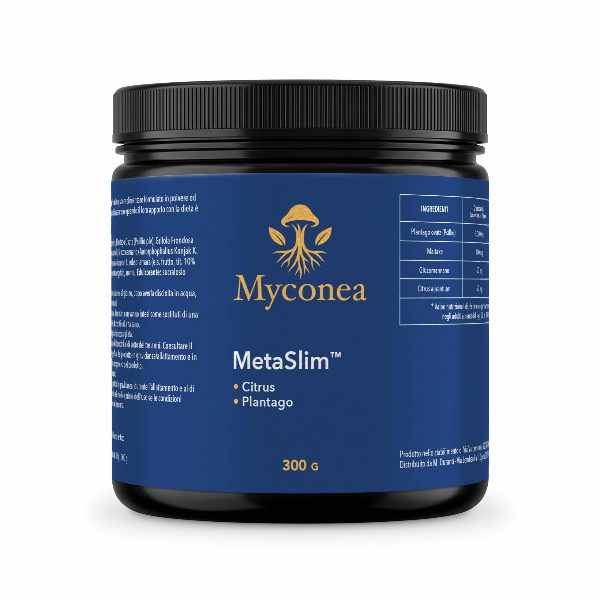MetaSlim Glucomannano e Psillio in Polvere Integratore Fibre Senso di Sazietà Equilibrio Peso 300g