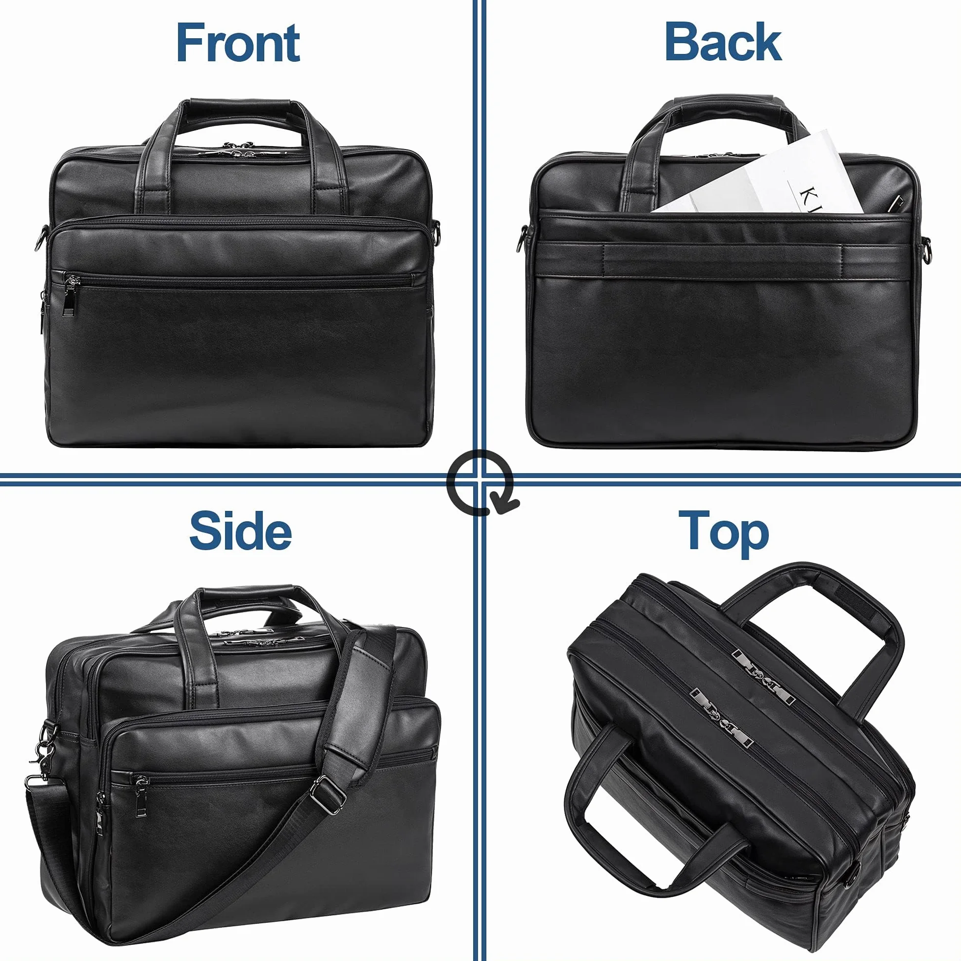 seyfocnia Borsa in pelle per laptop da uomo 15,6 pollici 17,3 pollici Messenger valigia Business Satchel Borsa a spalla per computer