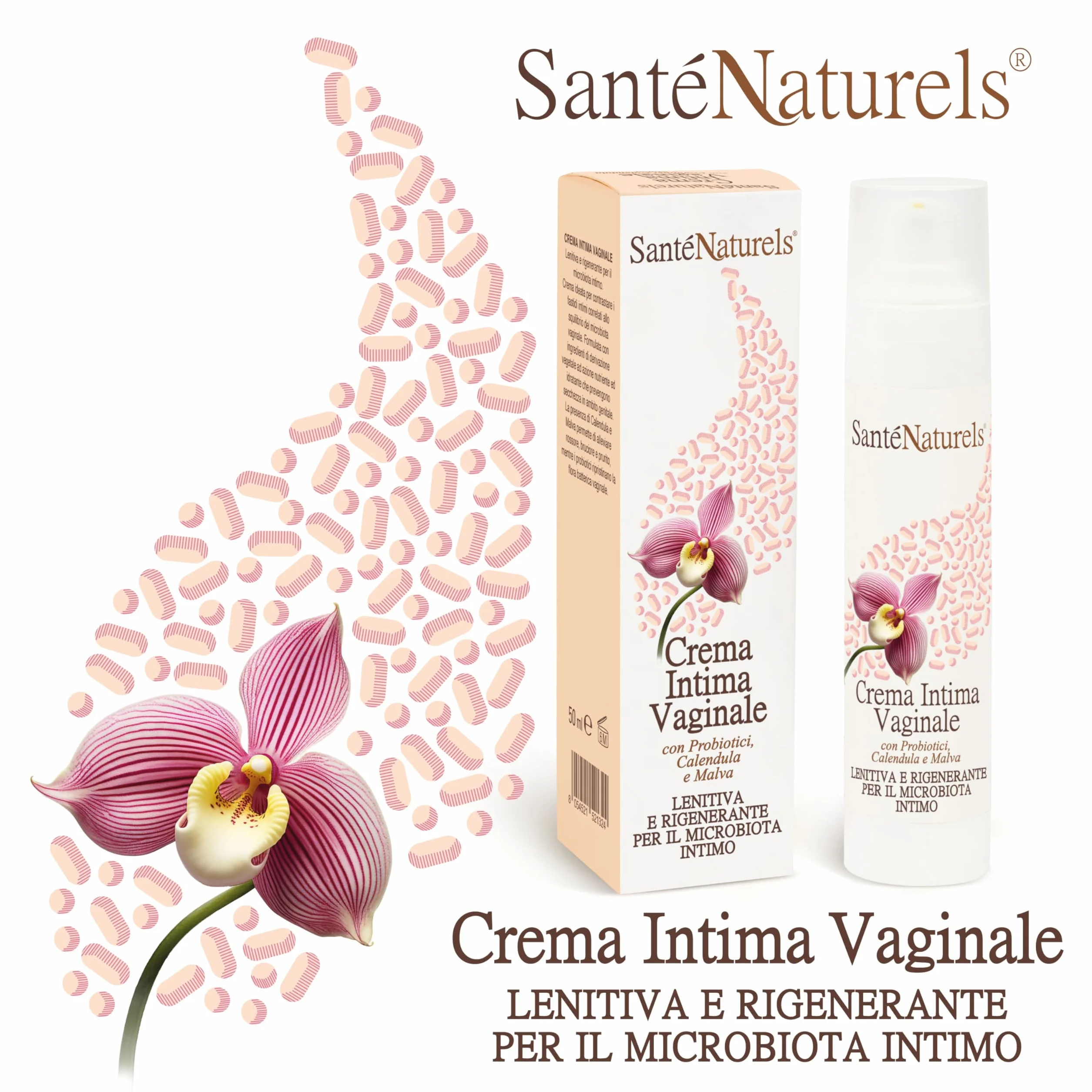 Crema Intima Vaginale 50 ml con Probiotici, Acido Ialuronico, Mannosio, Calendula, Malva