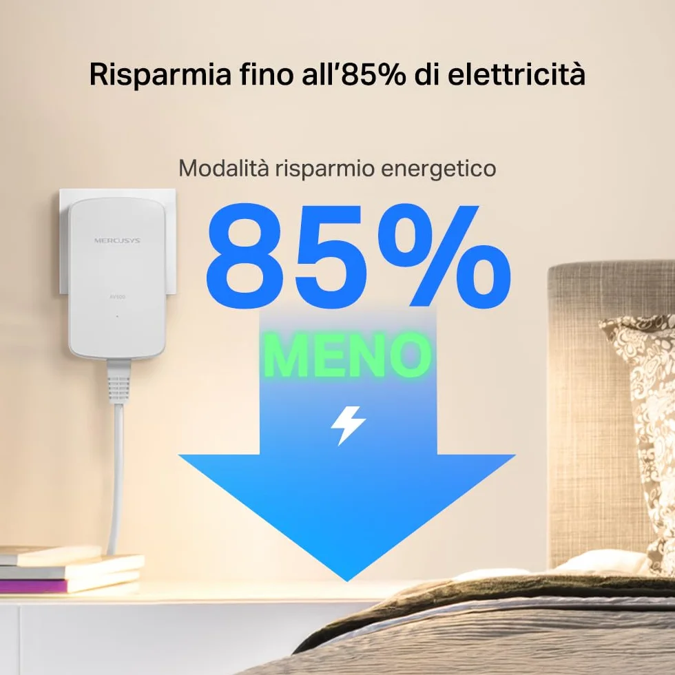 MERCUSYS MP300 KIT Powerline Kit Homeplug AV2 Fino a 600Mbps, Fino a 300 Metri, Porta LAN, Plug and Play, Compatibile con Tutti i Router, Risparmia all'85% sull'Energia